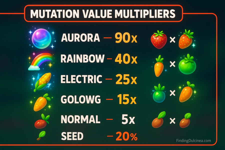 Roblox Grow a Garden Value List Mutation Multipliers