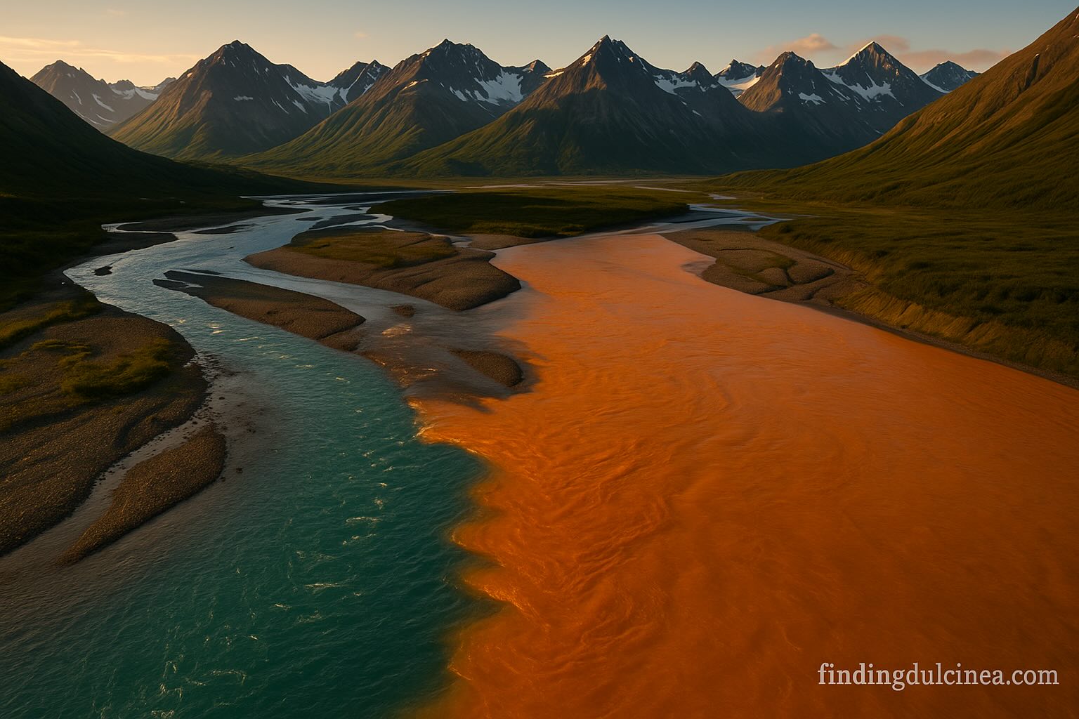 Alaska River Turned From Crystal Blue to Toxic Orange