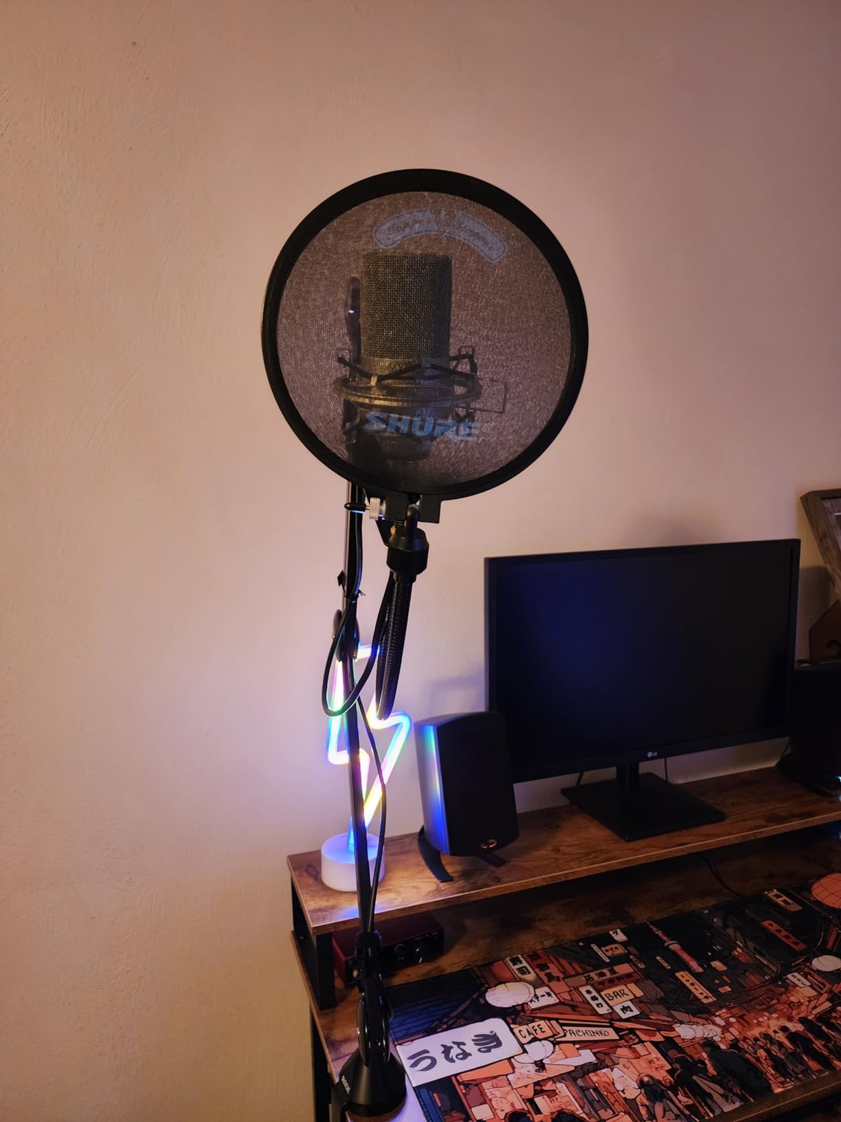 Shure Popper Stopper Pop Filter with Metal Gooseneck and Heavy Duty Microphone Stand Clamp - Customer Photo 1