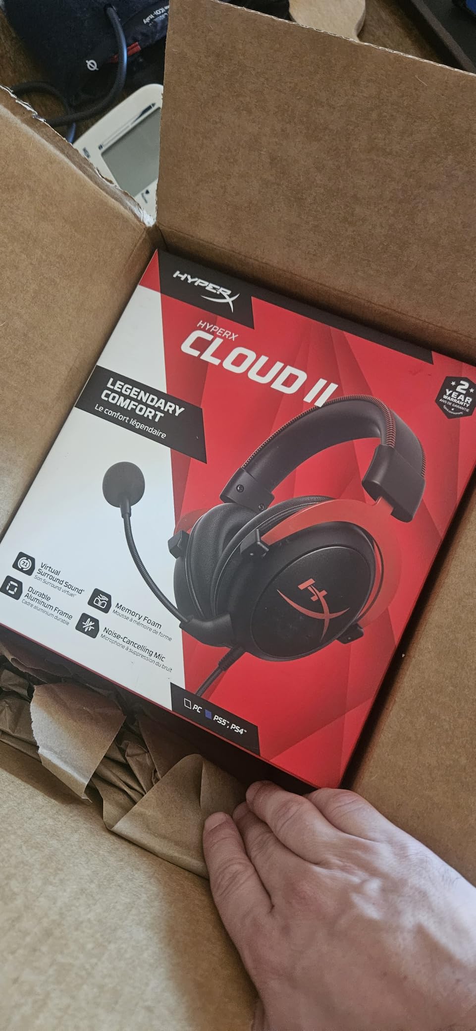HyperX Cloud II - Gaming Headset, 7.1 Surround Sound, Memory Foam Ear Pads, Durable Aluminum Frame, Detachable Microphone, Works with PC, PS5, PS4, Xbox Series X|S, Xbox One – Red Customer Review HyperX Cloud II - Gaming Headset, 7.1 Surround Sound, Memory Foam Ear Pads, Durable Aluminum Frame, Detachable Microphone, Works with PC, PS5, PS4, Xbox Series X|S, Xbox One – Red - Customer Photo 1