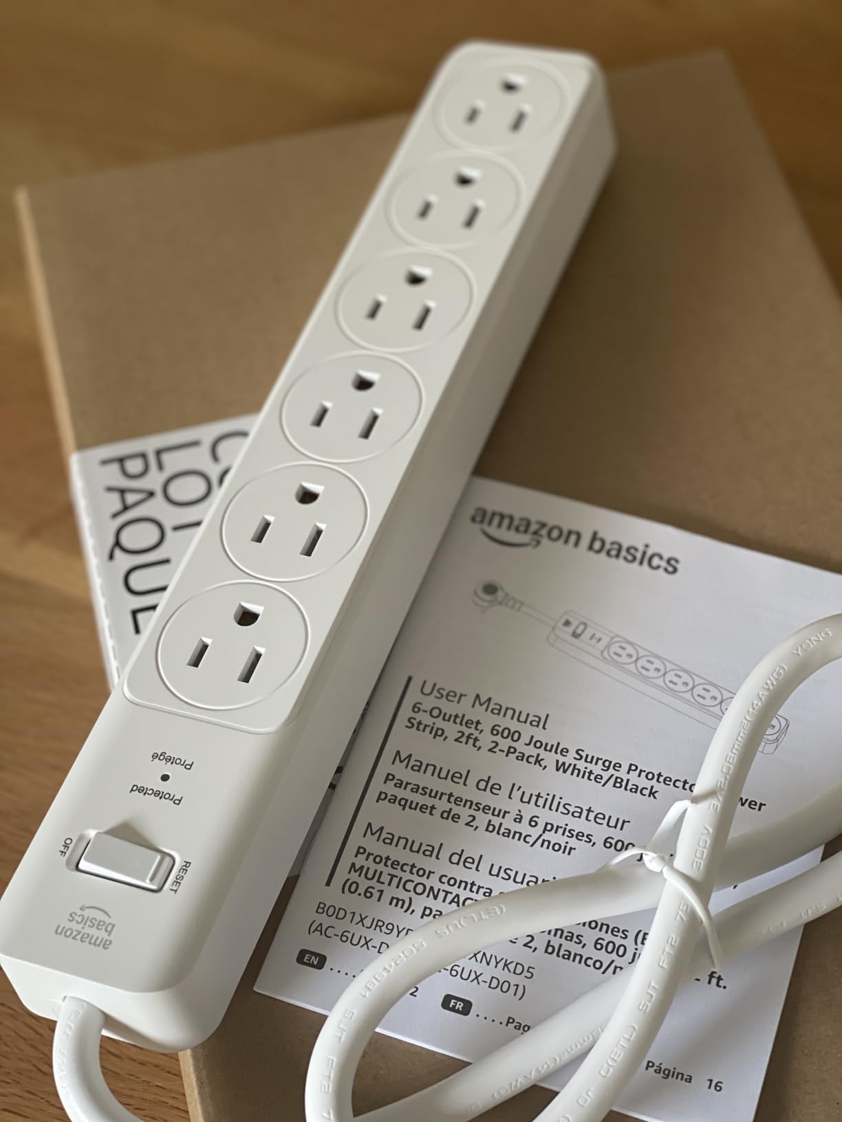 Amazon Basics Surge Protector Power Strip, 6-Outlet with 200J Protection, 2ft Extension Cord, Rectangle, Black (2 Pack) Customer Review Amazon Basics Surge Protector Power Strip, 6-Outlet with 200J Protection, 2ft Extension Cord, Rectangle, Black (2 Pack) - Customer Photo 1