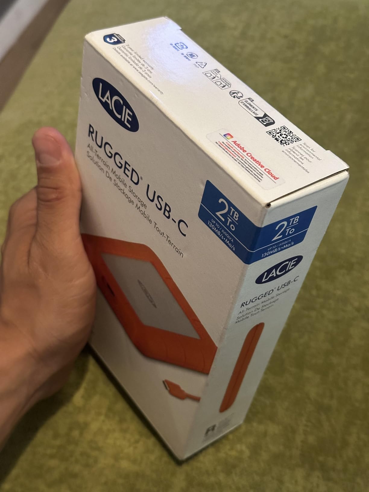 LaCie Rugged USB-C, 4TB, Portable External Hard Drive, Drop, Shock, Dust, Rain Resistant, for Mac & PC (STFR4000800) Customer Review LaCie Rugged USB-C, 4TB, Portable External Hard Drive, Drop, Shock, Dust, Rain Resistant, for Mac & PC (STFR4000800) - Customer Photo 1