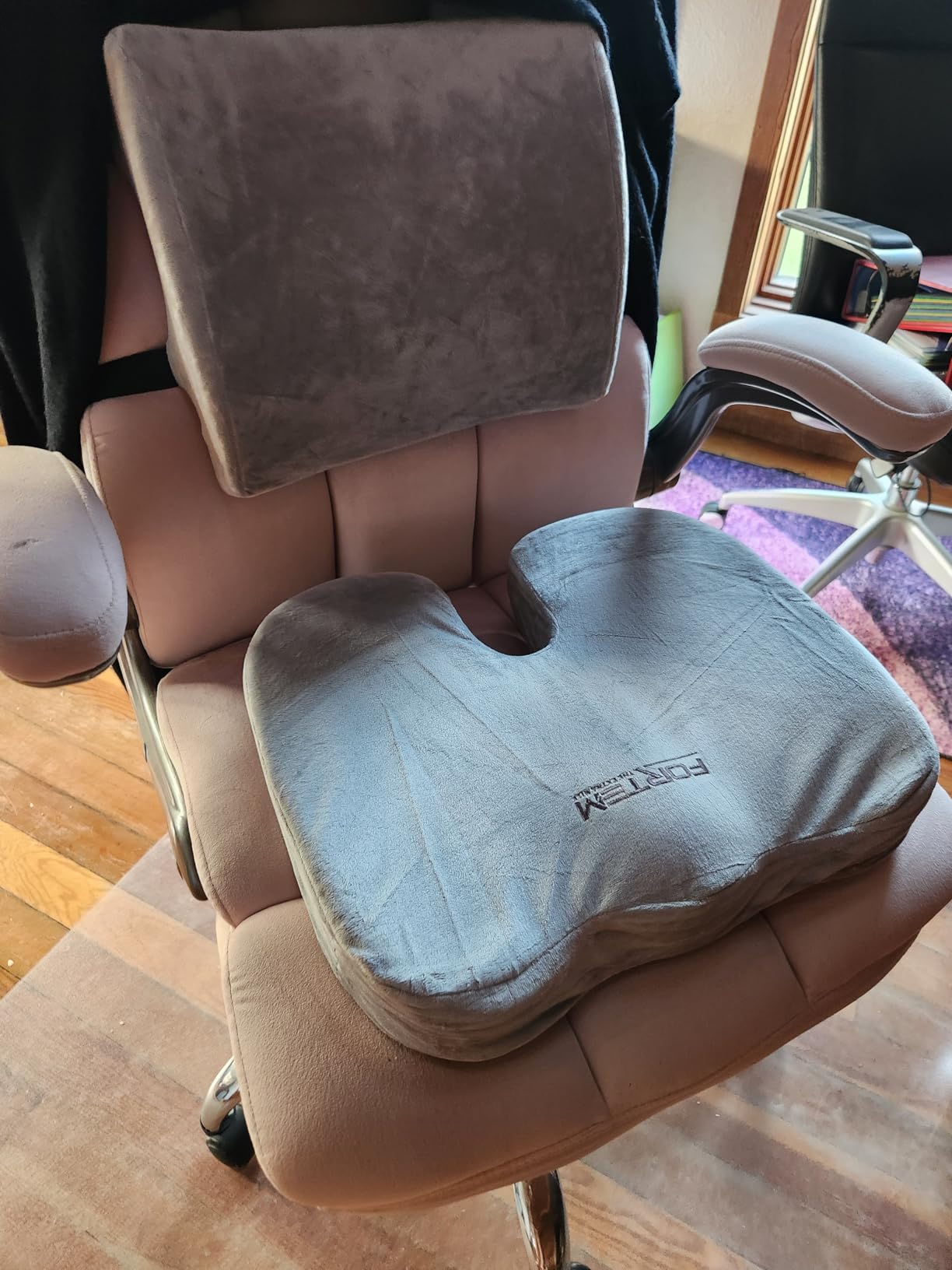 FORTEM Seat Cushion, Office Chair Cushion, Lumbar Support Pillow for Office Chair, Memory Foam Sciatica Coccyx Tailbone Pressure Pain Relief, Car Sitting Pad, Washable Non Slip - Customer Photo 4