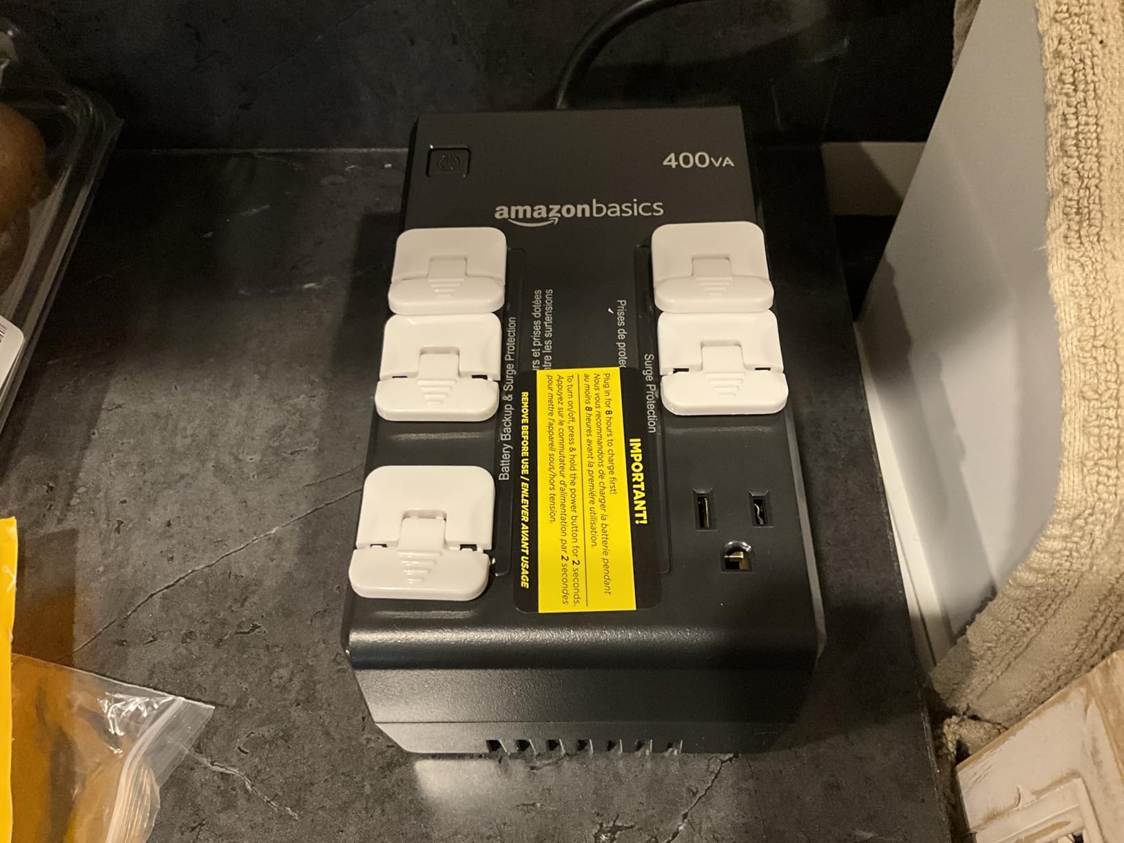 Amazon Basics UPS Battery Backup & Surge Protector 800VA/450W, 12 Outlets, Standby Uninterruptible Power Supply, for Power Outage Protection, Compact, Black Customer Review Amazon Basics UPS Battery Backup & Surge Protector 800VA/450W, 12 Outlets, Standby Uninterruptible Power Supply, for Power Outage Protection, Compact, Black - Customer Photo 3