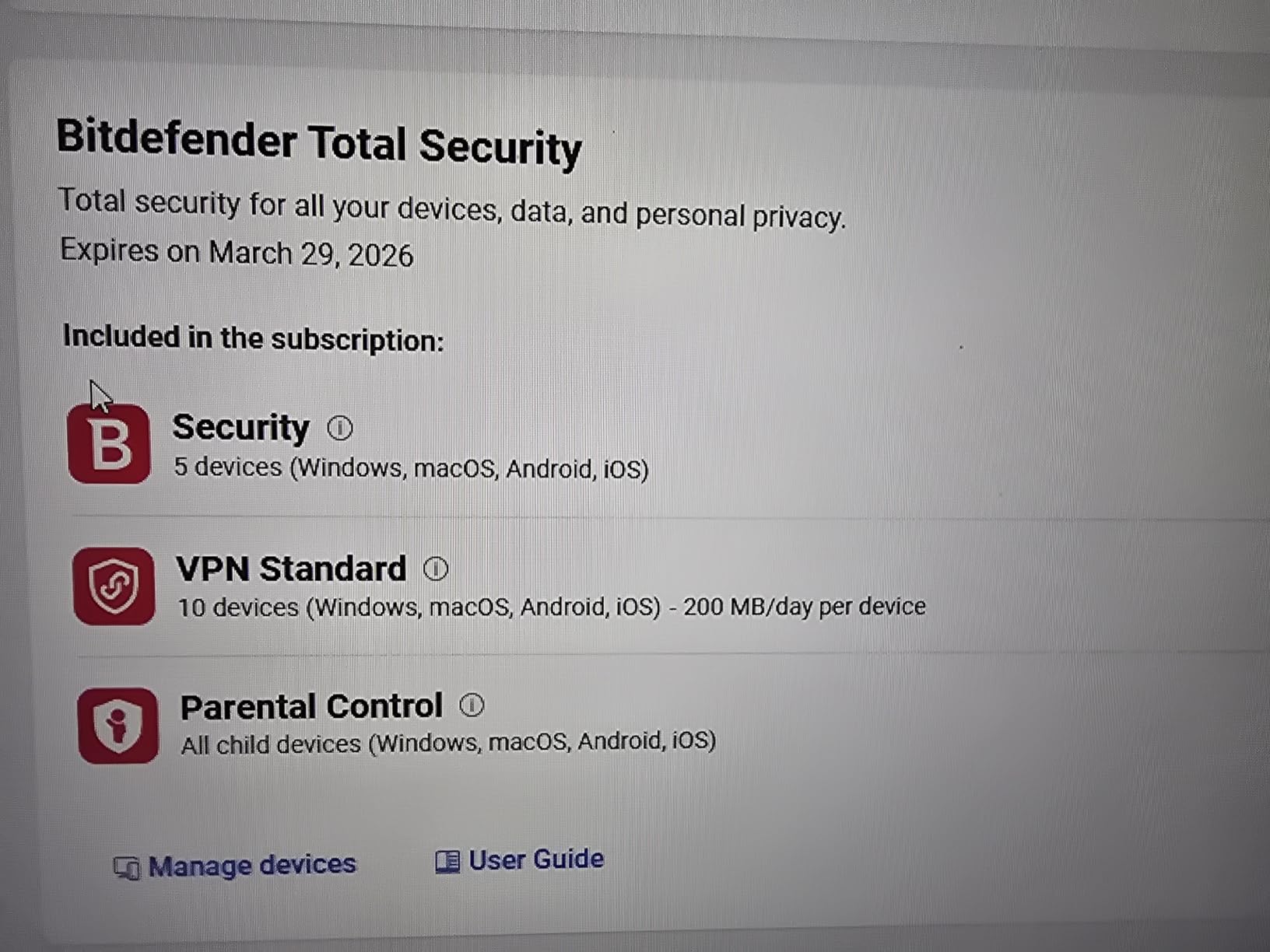 Bitdefender Total Security - 5 Devices | 1 year Subscription | PC/Mac | Activation Code by email Customer Review Bitdefender Total Security - 5 Devices | 1 year Subscription | PC/Mac | Activation Code by email - Customer Photo 2