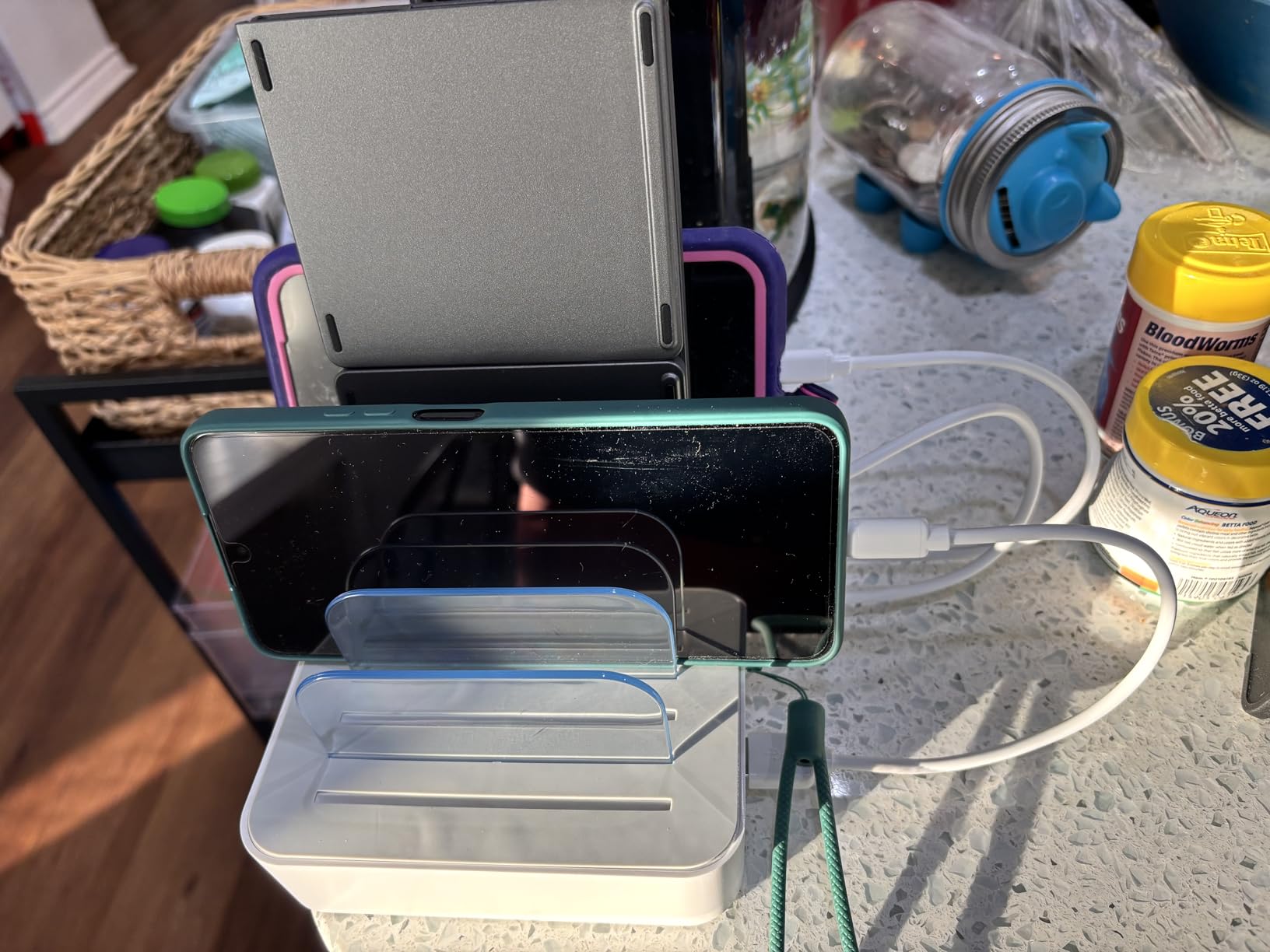 MSTJRY Charging Station for Multiple Devices : 5 Port Multi USB-A Charger Stations Multi-Device Organizer Charging Dock Designed for iPhone iPad Cell Phone Tablets (7 Short Cables Included) Customer Review MSTJRY Charging Station for Multiple Devices : 5 Port Multi USB-A Charger Stations Multi-Device Organizer Charging Dock Designed for iPhone iPad Cell Phone Tablets (7 Short Cables Included) - Customer Photo 2