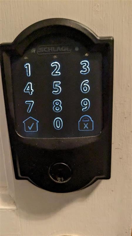 Schlage Encode Smart WiFi Deadbolt Lock for Front Door - Keyless Entry with App or Touchscreen - Works with Alexa, Hey Google, & Airbnb - Create Codes for Guests - Matte Black Customer Review Schlage Encode Smart WiFi Deadbolt Lock for Front Door - Keyless Entry with App or Touchscreen - Works with Alexa, Hey Google, & Airbnb - Create Codes for Guests - Matte Black - Customer Photo 3