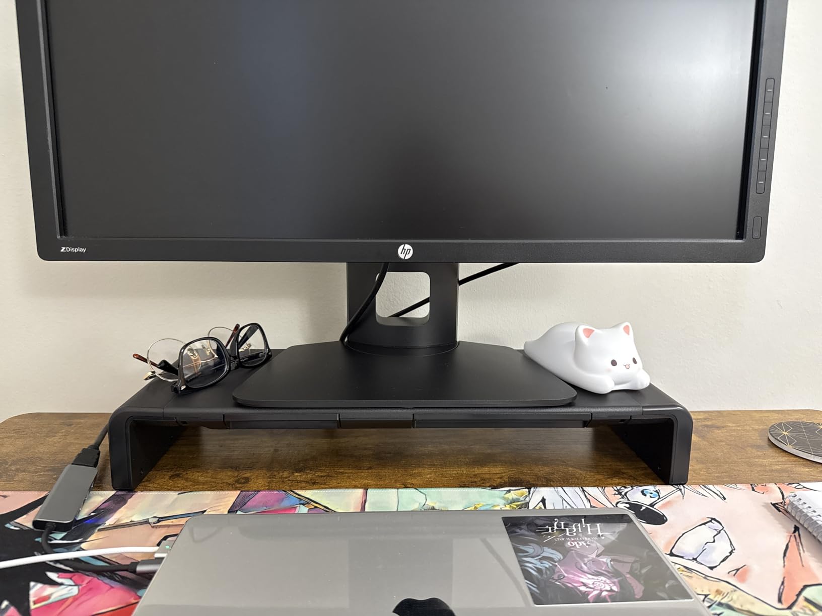 Monitor Stand Riser, Klearlook Foldable Computer Monitor Riser,Height Adjustable Computer Stand, Desk Shelf Riser with Storage Drawer & Tablet Phone Stand for Computer, Desktop, Laptop (Black) Customer Review Monitor Stand Riser, Klearlook Foldable Computer Monitor Riser,Height Adjustable Computer Stand, Desk Shelf Riser with Storage Drawer & Tablet Phone Stand for Computer, Desktop, Laptop (Black) - Customer Photo 2