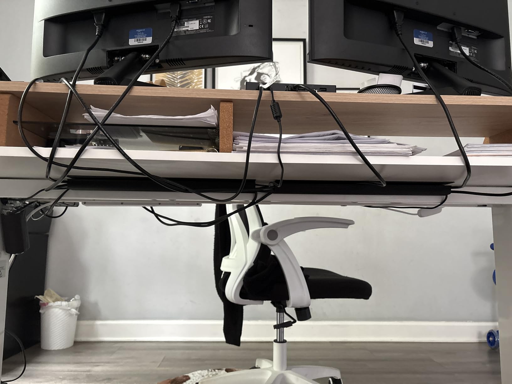 YECAYE 94.2in Cable Management, Cable Organizer,Adhesive Mount Cord Organizer for Desk, Cord Organizer, No-Drill Desk Wire Management for Home Office, Baby proofing, Black - Customer Photo 2