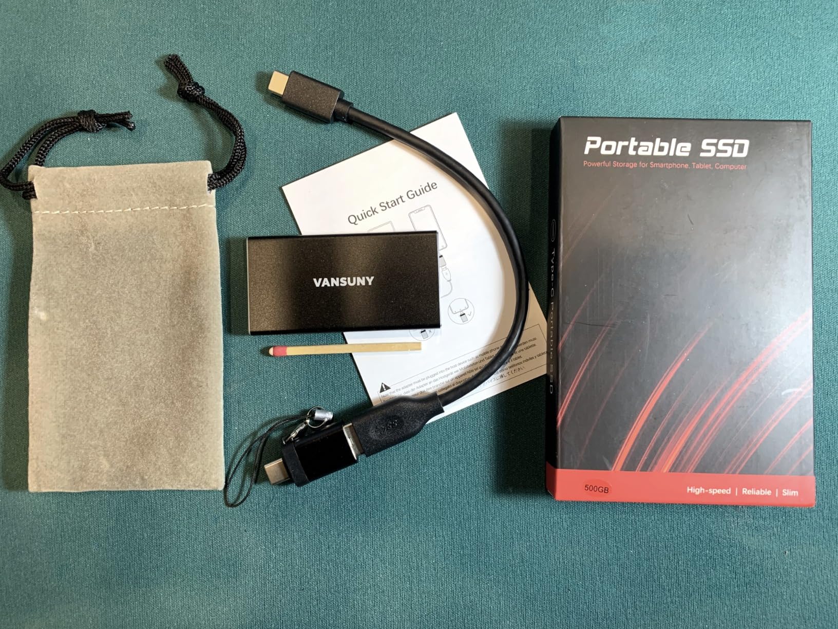 Vansuny 250GB Portable External SSD, USB 3.1 Gen2 430MB/s High-Speed Data Transfer, Metal USB C Mini Portable External Solid State Drive for PC, Laptop, Phones and More - Customer Photo 3