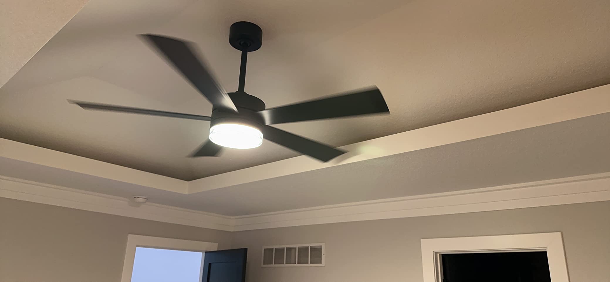 Wynd Smart Indoor and Outdoor 5-Blade Ceiling Fan 60in Matte Black with 3000K LED Light Kit and Remote Control works with Alexa, Google Assistant, Samsung Things, and iOS or Android App Customer Review Wynd Smart Indoor and Outdoor 5-Blade Ceiling Fan 60in Matte Black with 3000K LED Light Kit and Remote Control works with Alexa, Google Assistant, Samsung Things, and iOS or Android App - Customer Photo 1
