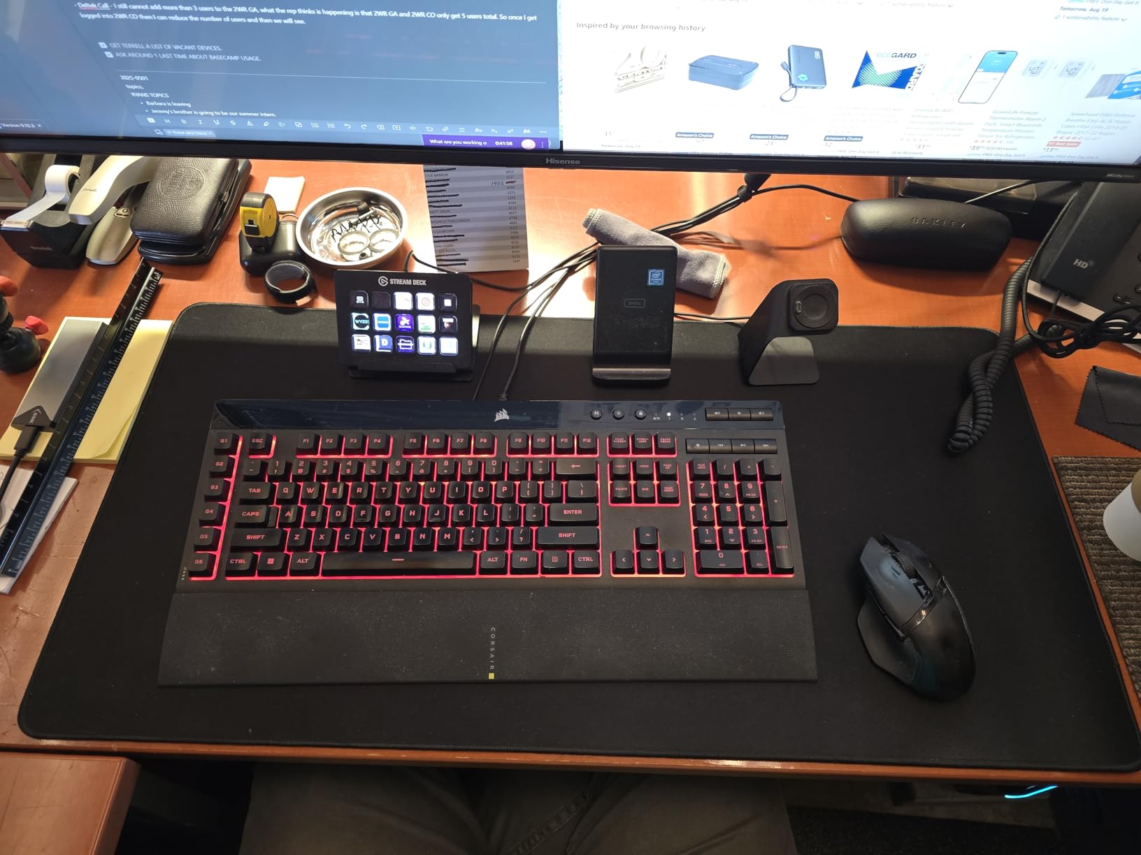 Large Extended Gaming Mouse Pad with Stitched Edges, (31.5X15.7In) Durable Non-Slip Natural Rubber Base, Waterproof Computer Keyboard Pad Mat for Esports Pros/Gamer/Desktop/Office/Home-Black customer photo 2