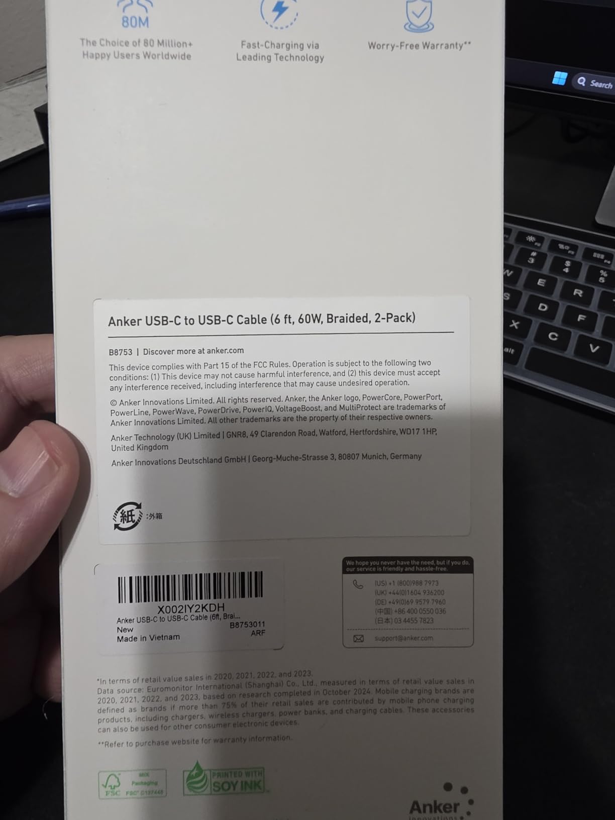 Anker USB C to USB C Cable, Type-C 60W Fast Charging Cable (6 FT, 2Pack) for iPhone 17 Series, iPad mini 6 and More (Black) Customer Review Anker USB C to USB C Cable, Type-C 60W Fast Charging Cable (6 FT, 2Pack) for iPhone 17 Series, iPad mini 6 and More (Black) - Customer Photo 2