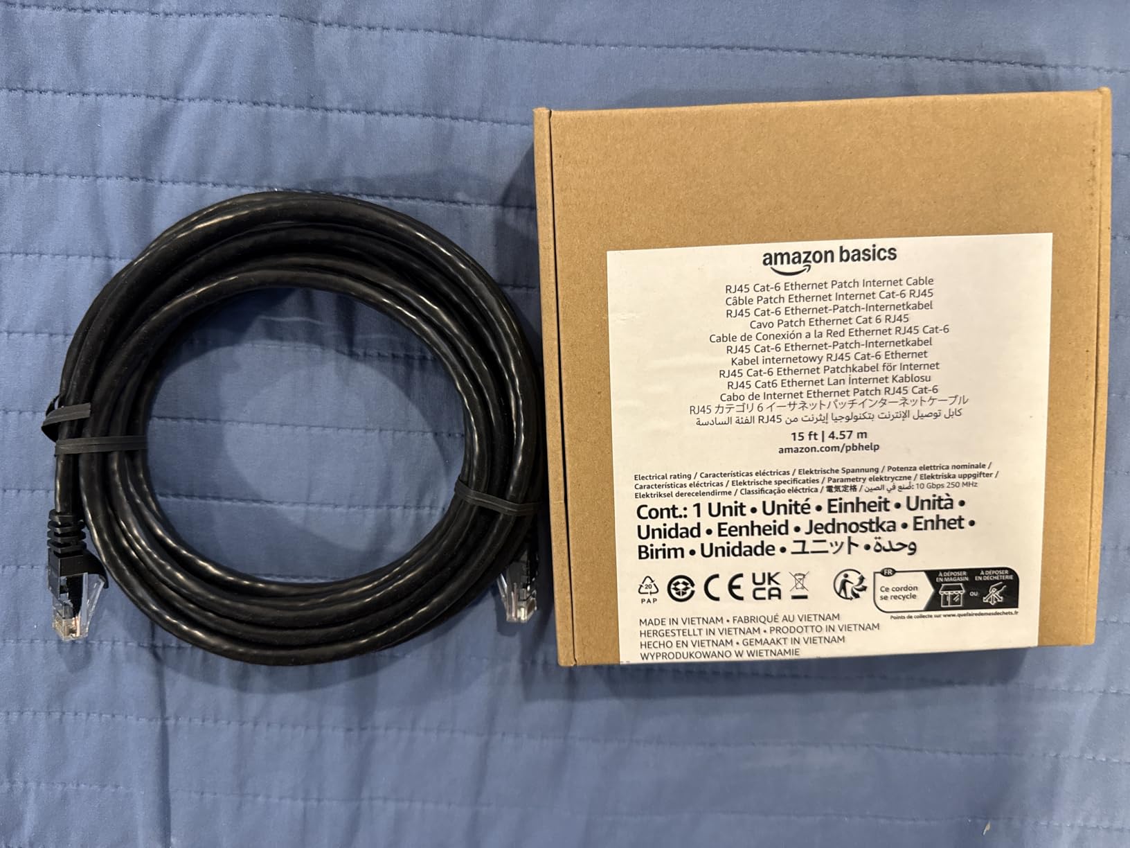 Amazon Basics RJ45 Cat 6 Ethernet Patch Cable, 10Gpbs High-Speed Cable, 250MHz, Snagless, 3 Foot, Black - Customer Photo 1