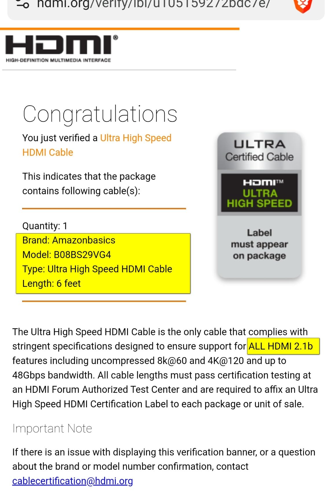 Amazon Basics HDMI Cable, 6 Feet, HDMI 2.1 to HDMI Cable (48Gbps), 8K@60Hz 4K@120Hz Certified Ultra High Speed, Black, Compatible with PS5/Xbox/TV/Monitor Customer Review Amazon Basics HDMI Cable, 6 Feet, HDMI 2.1 to HDMI Cable (48Gbps), 8K@60Hz 4K@120Hz Certified Ultra High Speed, Black, Compatible with PS5/Xbox/TV/Monitor - Customer Photo 3