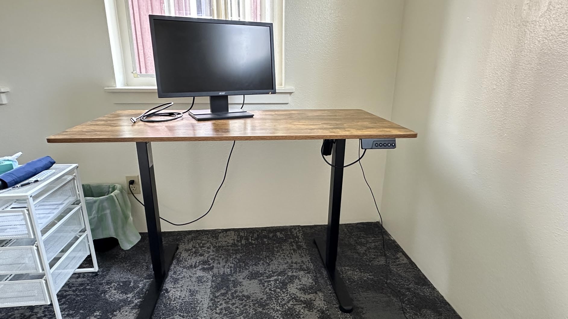 FEZIBO Electric Standing Desk, 48 x 24 Inches Height Adjustable Stand up Desk, Sit Stand Home Office Desk, Computer Desk, Rustic Brown - Customer Photo 1