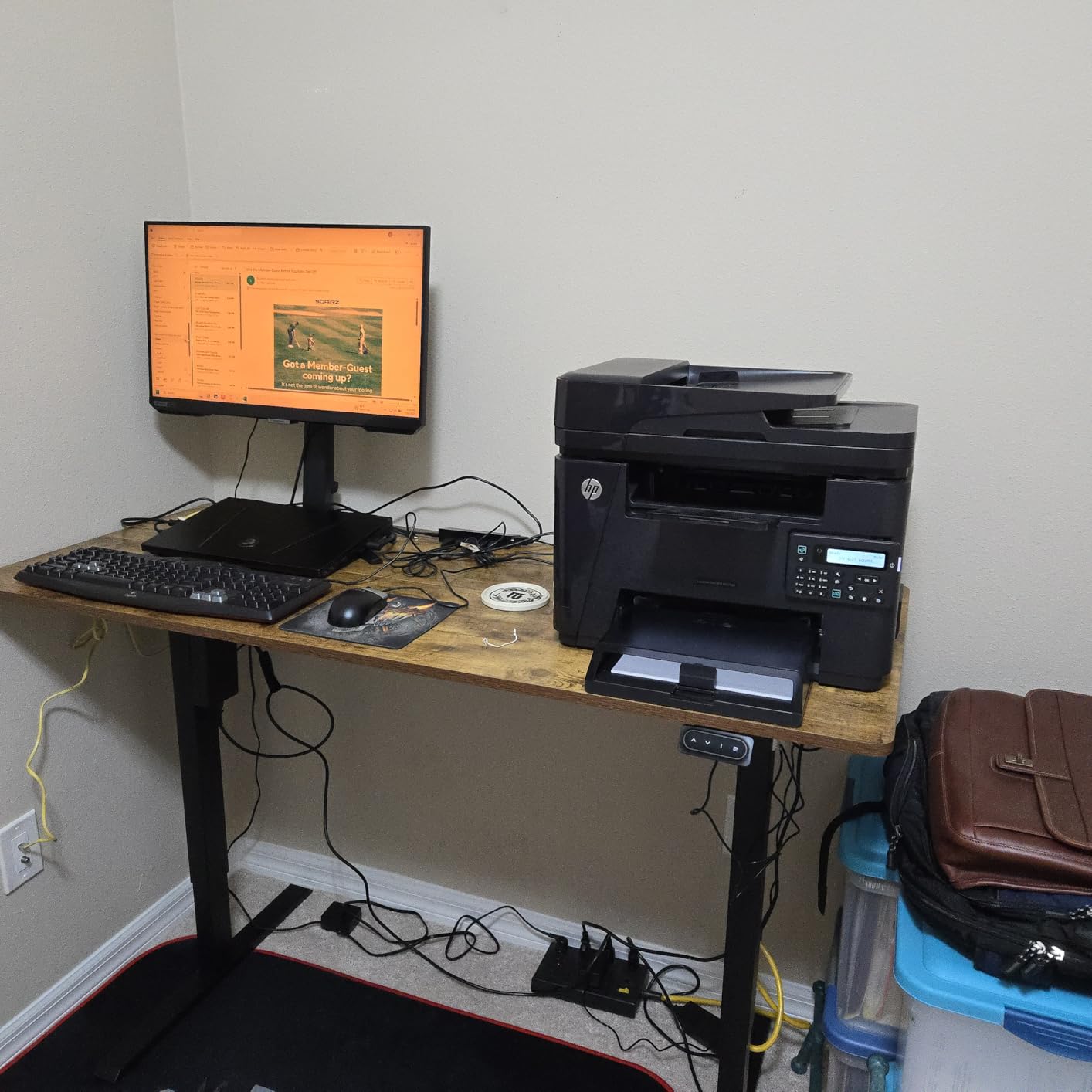 FEZIBO Electric Standing Desk, 48 x 24 Inches Height Adjustable Stand up Desk, Sit Stand Home Office Desk, Computer Desk, Rustic Brown - Customer Photo 3