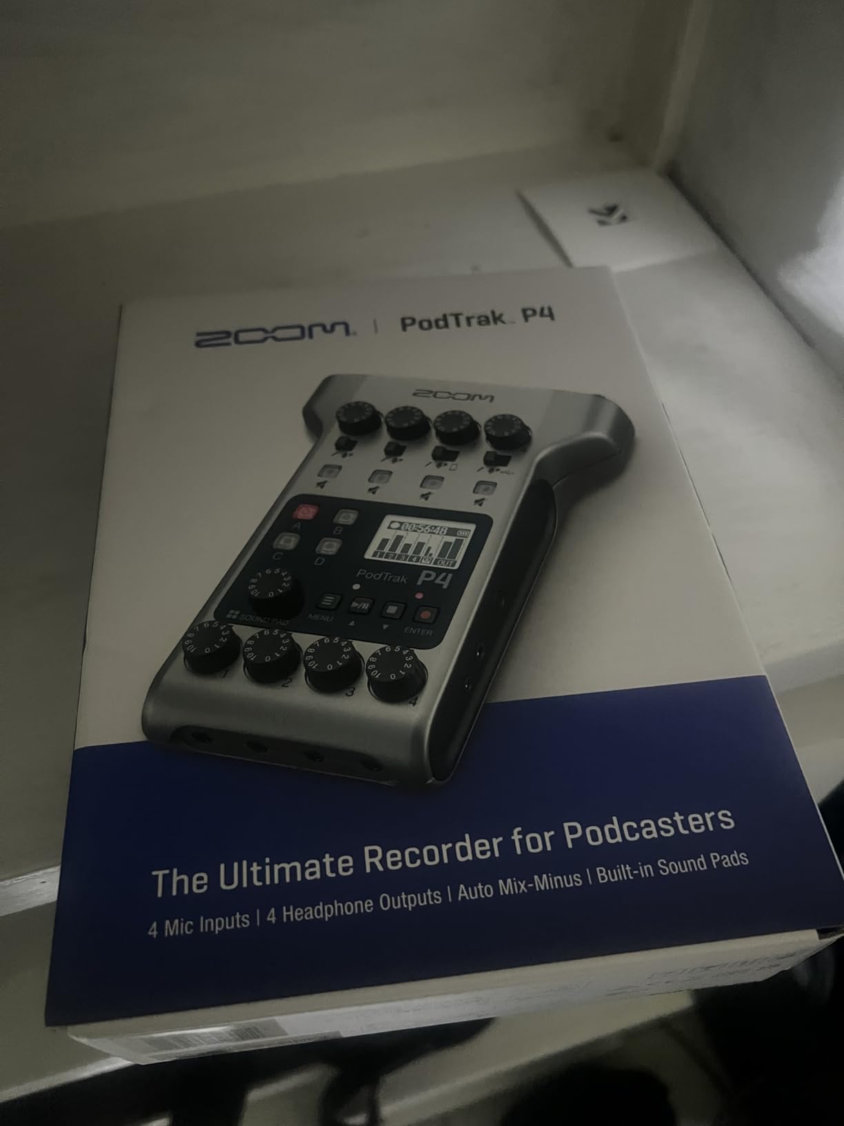 Zoom PodTrak P4 Podcast Recorder with 4 XLR Mic Inputs, 4 Headphone Outputs, Phone & USB Input for Remote Interviews, Sound Pads, 2-In/2-Out USB Audio Interface, Battery Powered customer photo 1