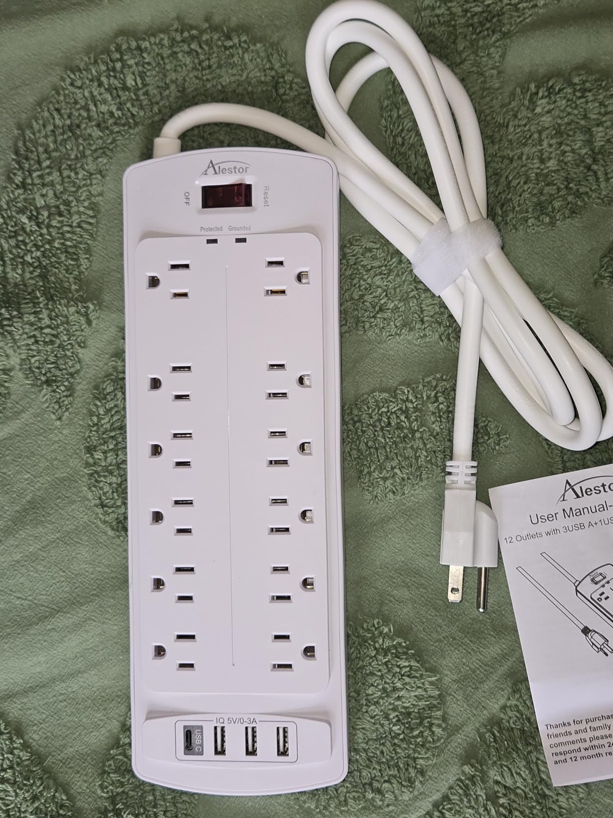 Power Strip, ALESTOR Surge Protector with 12 Outlets and 4 USB Ports, 6 Feet Extension Cord (1875W/15A), 2700 Joules, ETL Listed, Black Customer Review Power Strip, ALESTOR Surge Protector with 12 Outlets and 4 USB Ports, 6 Feet Extension Cord (1875W/15A), 2700 Joules, ETL Listed, Black - Customer Photo 2