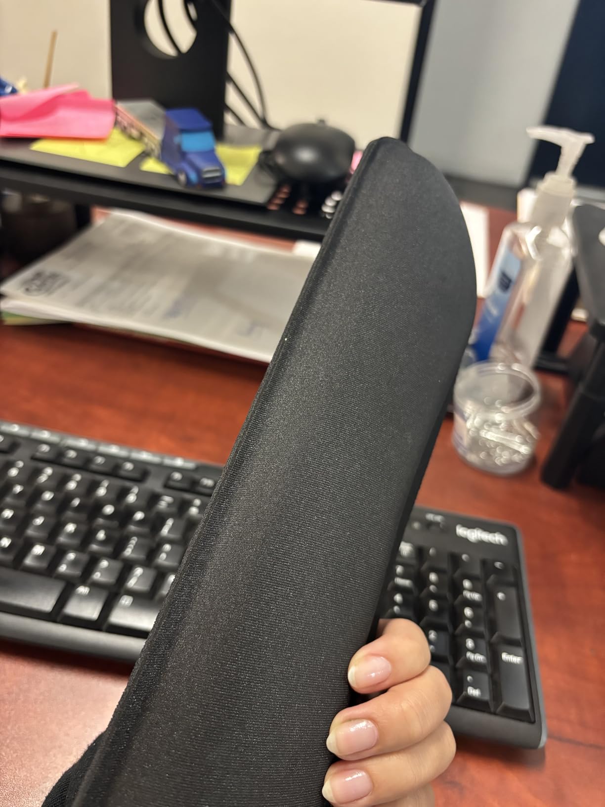 GORILLA GRIP Silky Memory Foam Wrist Rest for Computer Keyboard, Mouse, Ergonomic Design for Typing Pain Relief, Desk Pads Support Hand and Arm, Mousepad Rests, Stain Resistant, 2 Piece Pad, Black - Customer Photo 2