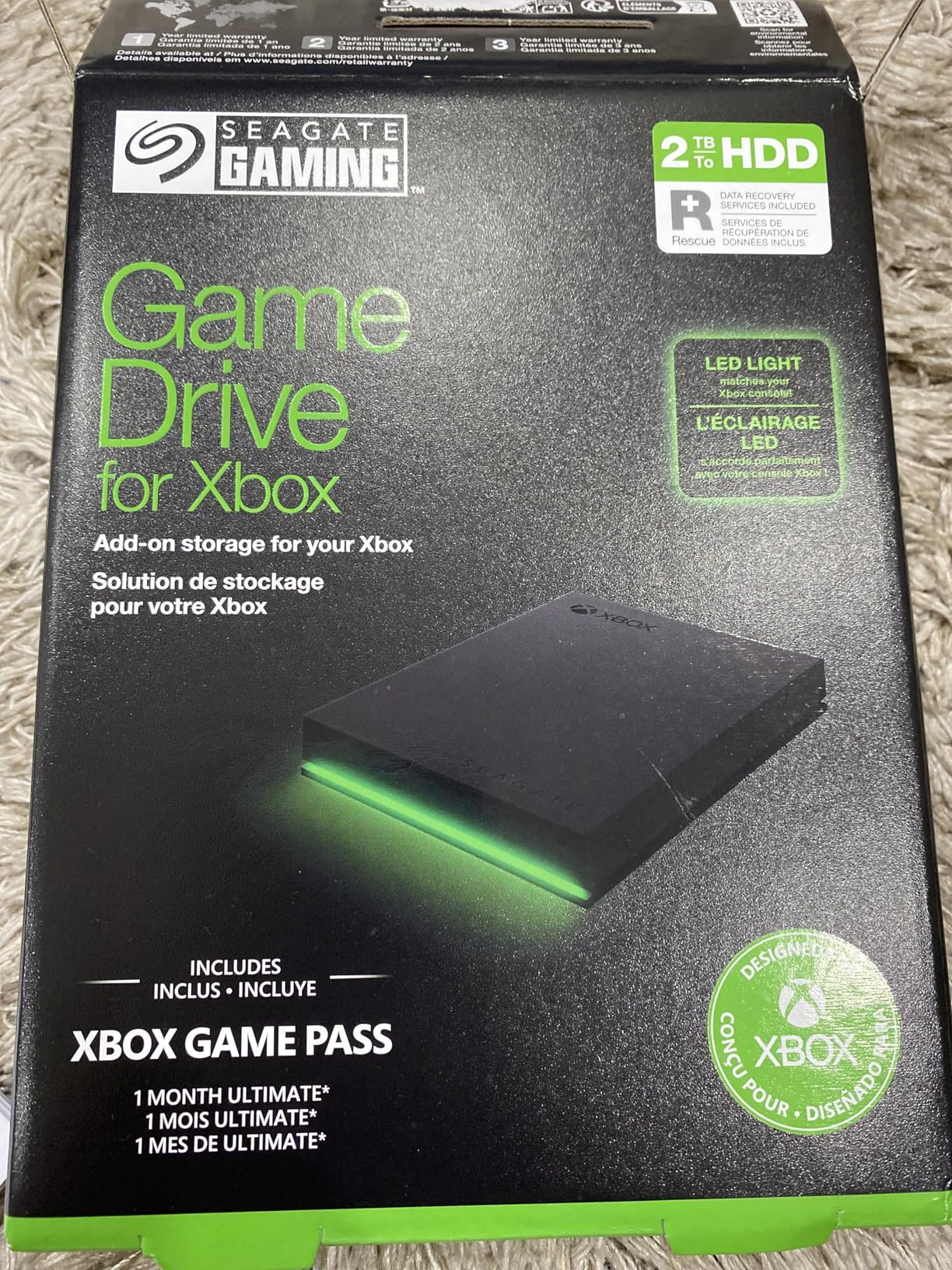 Seagate Game Drive for Xbox 2TB External Hard Drive Portable HDD - USB 3.2 Gen 1, Black with built-in green LED bar , Xbox Certified, 3 year Rescue Services (STKX2000400) Customer Review Seagate Game Drive for Xbox 2TB External Hard Drive Portable HDD - USB 3.2 Gen 1, Black with built-in green LED bar , Xbox Certified, 3 year Rescue Services (STKX2000400) - Customer Photo 2