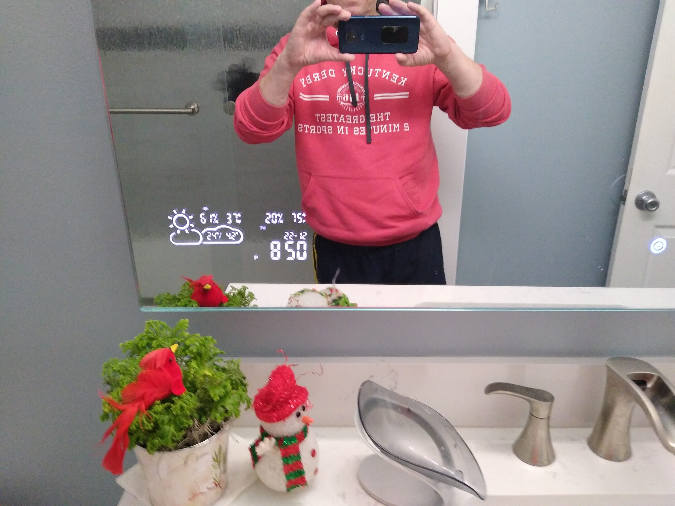 BYECOLD Smart Bathroom Mirror with Bluetooth Wi-Fi Enabled Weather Display, 32