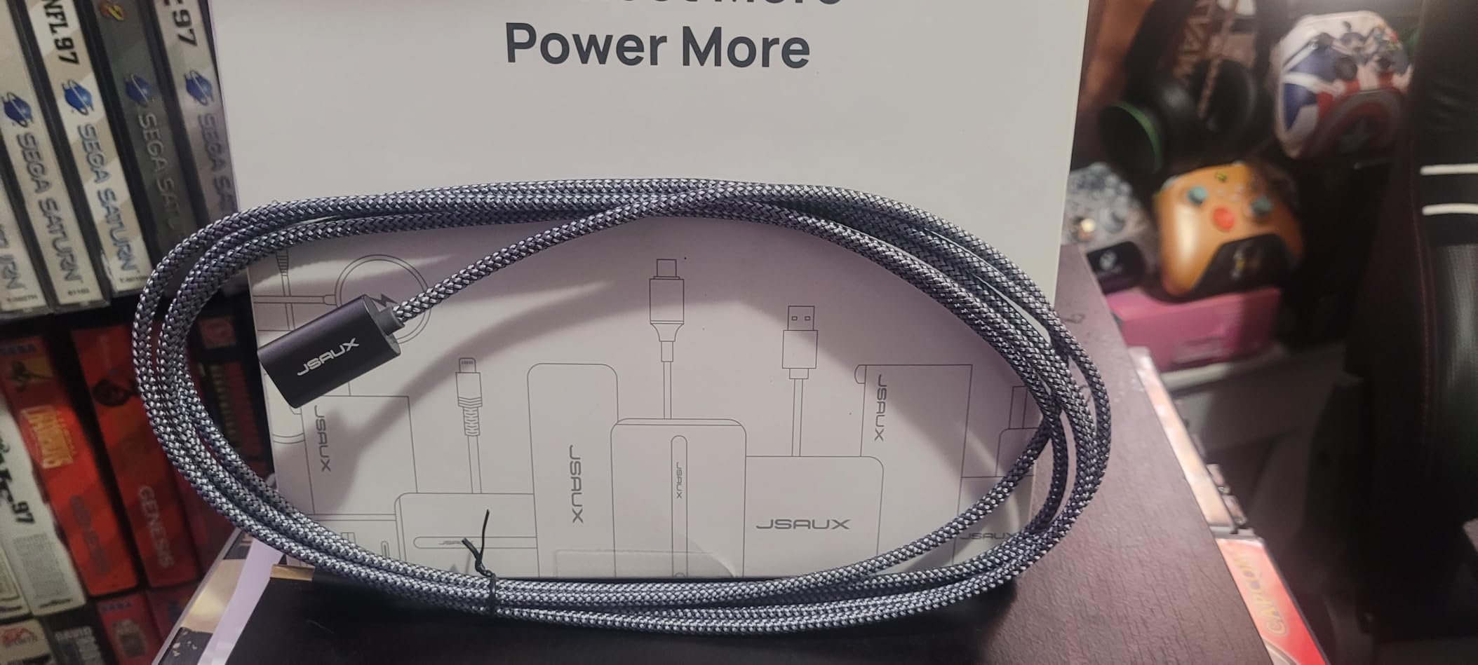 JSAUX USB 3.0 Extension Cable 0.5M, USB A Male to Female Extension Cord Durable Braided Material Fast Data Transfer Compatible with USB Keyboard, Flash Drive, Hard Drive, Xbox-Grey Customer Review JSAUX USB 3.0 Extension Cable 0.5M, USB A Male to Female Extension Cord Durable Braided Material Fast Data Transfer Compatible with USB Keyboard, Flash Drive, Hard Drive, Xbox-Grey - Customer Photo 1