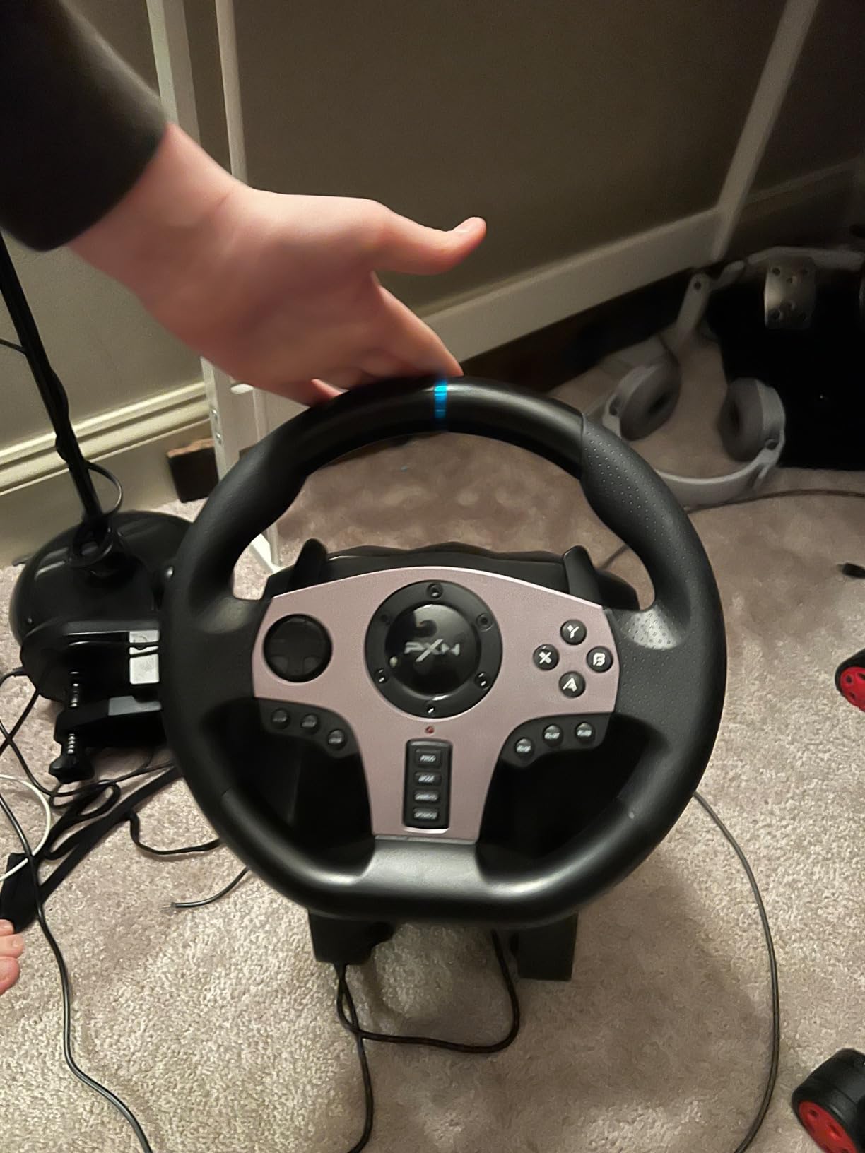 PXN PC Steering Wheel, V9 Universal Usb Car Sim 270/900 Degree Race Steering Wheel with 3-Pedals and Shifter Bundle for PC, Xbox One, Xbox Series X/S, PS4, PS3, Switch (Black) Customer Review PXN PC Steering Wheel, V9 Universal Usb Car Sim 270/900 Degree Race Steering Wheel with 3-Pedals and Shifter Bundle for PC, Xbox One, Xbox Series X/S, PS4, PS3, Switch (Black) - Customer Photo 1