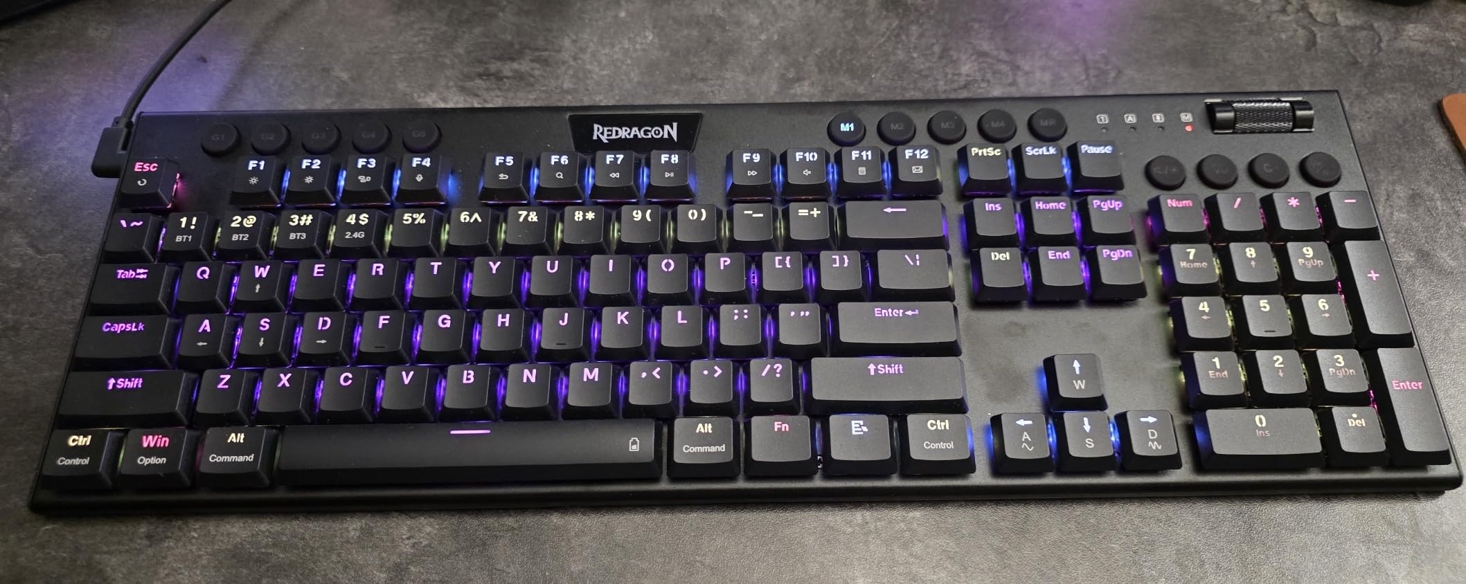 Redragon K618 PRO 3-Mode Wireless RGB Mechanical Keyboard, BT/2.4Ghz/Wired Low Profile Win/Mac Gaming Keyboard w/Ultra-Thin Design, Dedicated Media Control & Linear Red Switch Customer Review Redragon K618 PRO 3-Mode Wireless RGB Mechanical Keyboard, BT/2.4Ghz/Wired Low Profile Win/Mac Gaming Keyboard w/Ultra-Thin Design, Dedicated Media Control & Linear Red Switch - Customer Photo 1