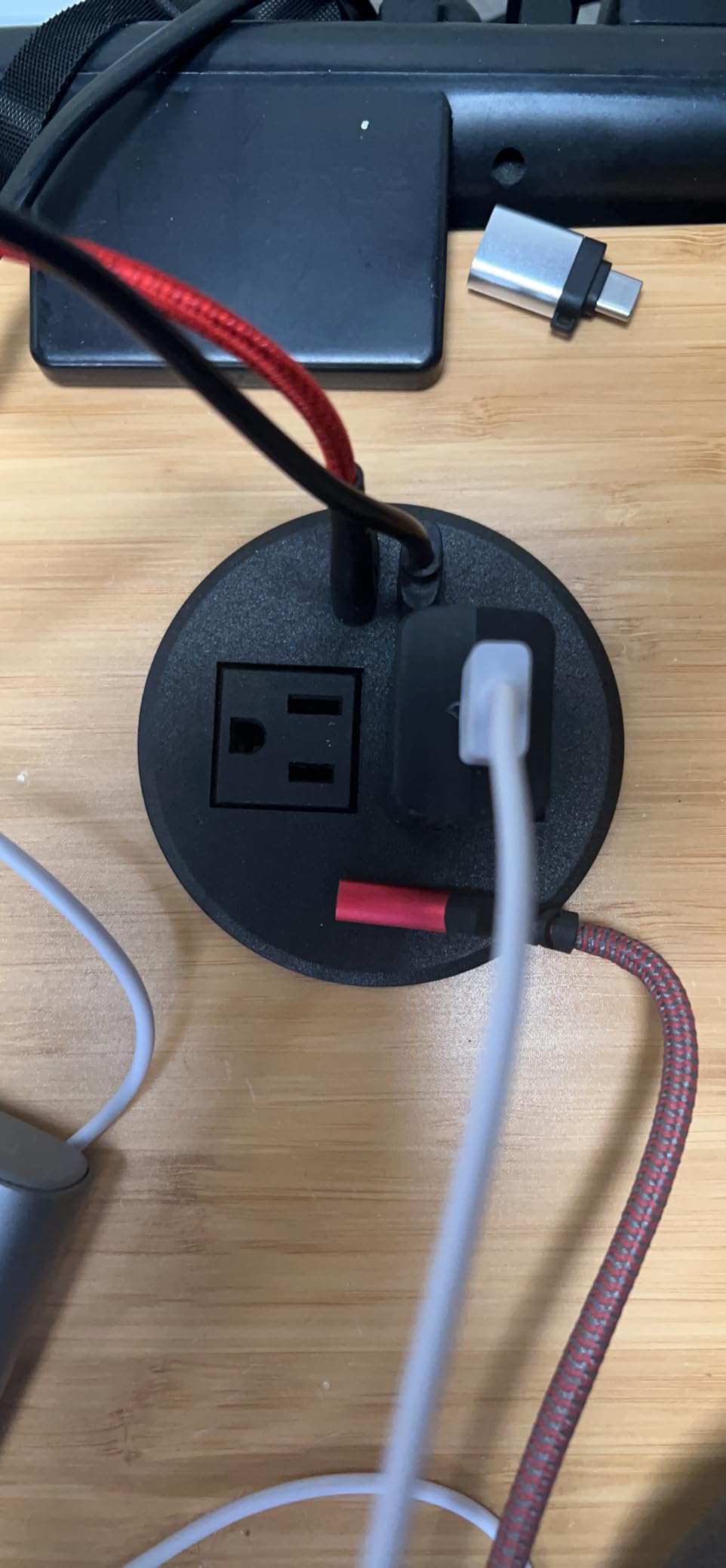 XBA Desk Power Grommet with PD 20W USB C, 3 inch Desktop Recessed Power Outlet Socket with 2 AC Outlets, USB A, for Kitchen, Home, Office, 6 ft Power Cord, ETL Listed (Black) Customer Review XBA Desk Power Grommet with PD 20W USB C, 3 inch Desktop Recessed Power Outlet Socket with 2 AC Outlets, USB A, for Kitchen, Home, Office, 6 ft Power Cord, ETL Listed (Black) - Customer Photo 1