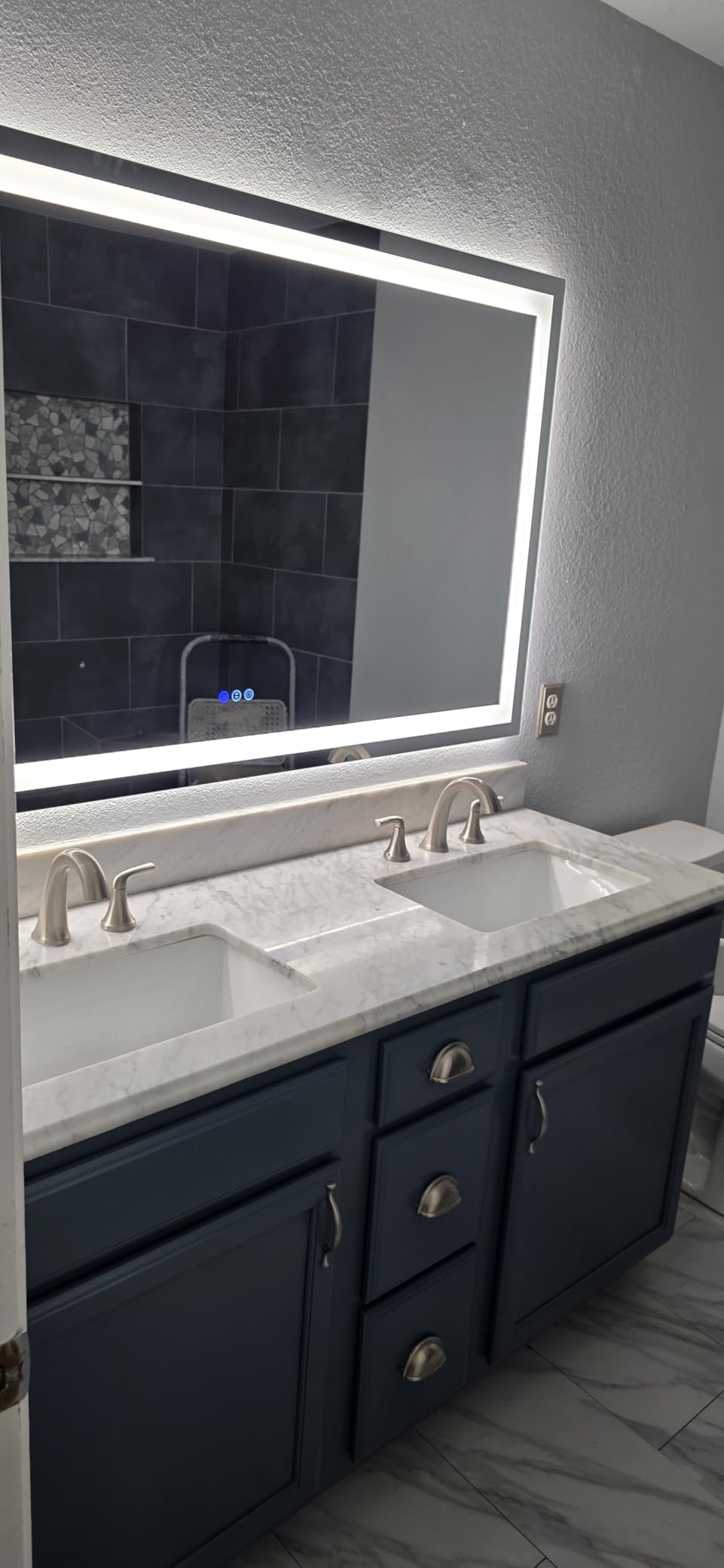 Amorho LED Bathroom Mirror 60'' X36'' with Front and Backlight, Large Dimmable Wall Mirrors with Anti-Fog, Shatter-Proof, Memory, 3 Colors, Double LED Vanity Mirror Customer Review Amorho LED Bathroom Mirror 60'' X36'' with Front and Backlight, Large Dimmable Wall Mirrors with Anti-Fog, Shatter-Proof, Memory, 3 Colors, Double LED Vanity Mirror - Customer Photo 2