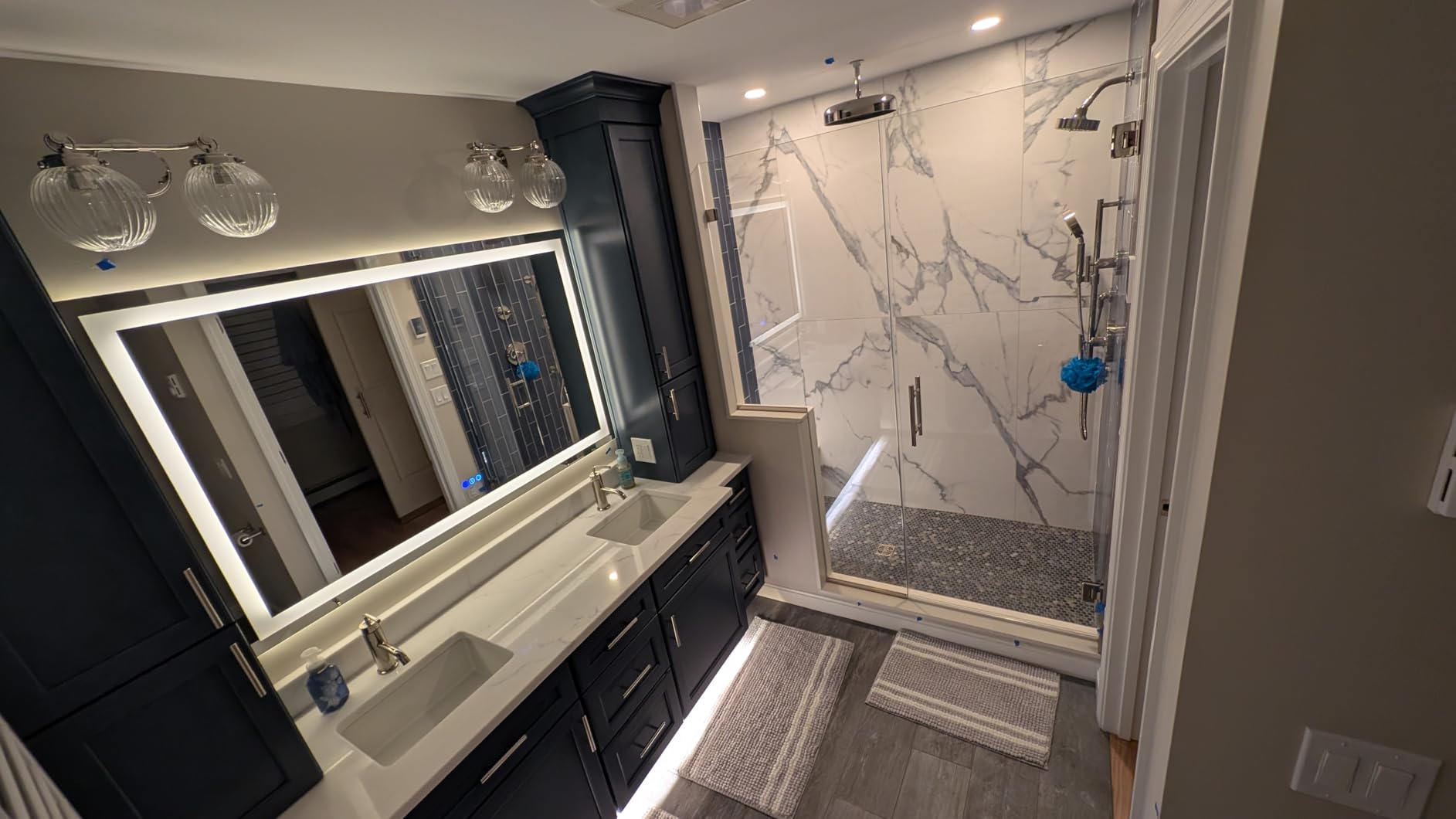 Amorho LED Bathroom Mirror 60'' X36'' with Front and Backlight, Large Dimmable Wall Mirrors with Anti-Fog, Shatter-Proof, Memory, 3 Colors, Double LED Vanity Mirror Customer Review Amorho LED Bathroom Mirror 60'' X36'' with Front and Backlight, Large Dimmable Wall Mirrors with Anti-Fog, Shatter-Proof, Memory, 3 Colors, Double LED Vanity Mirror - Customer Photo 4