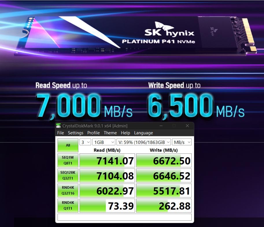 SK hynix Platinum P41 1TB PCIe NVMe Gen4 M.2 2280 Internal Gaming SSD, Up to 7,000MB/S, Compact M.2 Form Factor - Internal Solid State Drive with 176-Layer NAND Flash Customer Review SK hynix Platinum P41 1TB PCIe NVMe Gen4 M.2 2280 Internal Gaming SSD, Up to 7,000MB/S, Compact M.2 Form Factor - Internal Solid State Drive with 176-Layer NAND Flash - Customer Photo 1