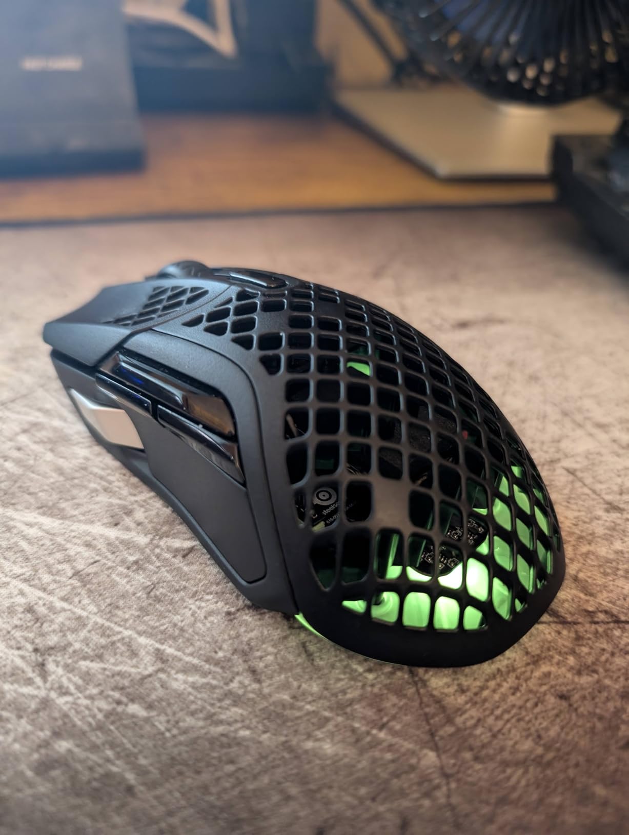 SteelSeries Aerox 5 Wireless - Holey RGB Gaming Mouse - Ultra-lightweight Water Resistant Design - 9 Buttons – Bluetooth/2.4 GHz - 18K DPI TrueMove Air Optical Sensor Customer Review SteelSeries Aerox 5 Wireless - Holey RGB Gaming Mouse - Ultra-lightweight Water Resistant Design - 9 Buttons – Bluetooth/2.4 GHz - 18K DPI TrueMove Air Optical Sensor - Customer Photo 2