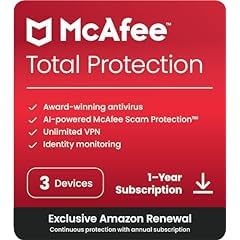 McAfee Total Protection 3-Device | AntiVirus Software 2026 for Windows PC & Mac, AI Scam Detection, VPN, Password Manager, Identity Monitoring | 1-Year Subscription with Auto-Renewal | Download customer photo 2