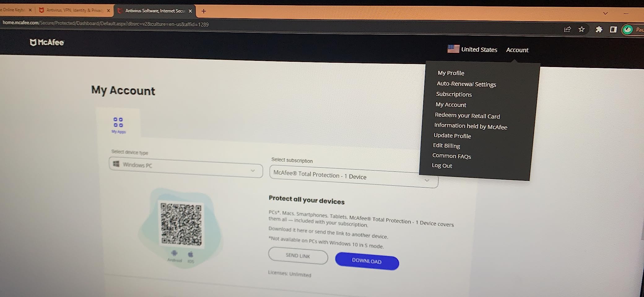 McAfee Total Protection 1-Device 2025 | Security Software Includes Antivirus, Secure VPN, Scam Protection, Identity Monitoring | 1-Year Subscription with Auto-Renewal | Download - Customer Photo 1