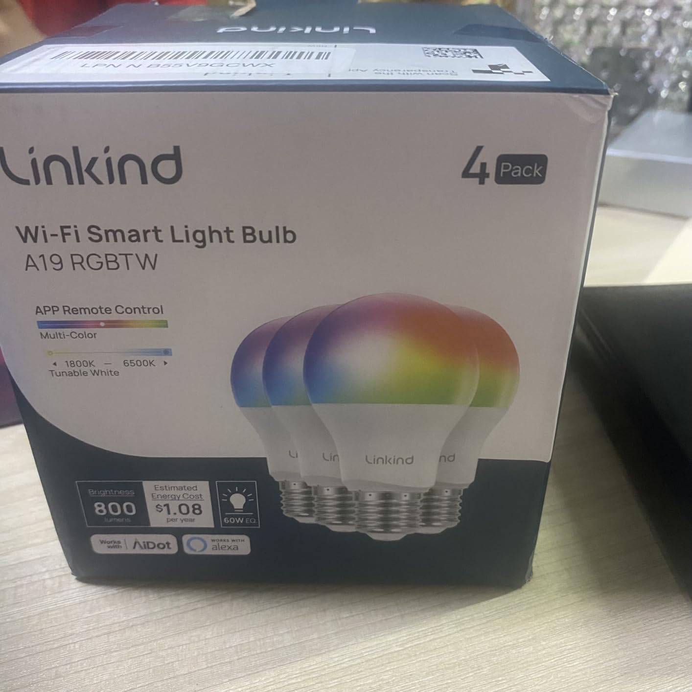 Linkind Smart Light Bulbs, Smart Bulb That Work with Alexa & Google Home, LED Light Bulbs Color Changing, 104 Preset Scene, Music Sync, A19 E26 2.4GHz RGBTW WiFi Bluetooth Light Bulb 60W, 800LM, 4Pack Customer Review Linkind Smart Light Bulbs, Smart Bulb That Work with Alexa & Google Home, LED Light Bulbs Color Changing, 104 Preset Scene, Music Sync, A19 E26 2.4GHz RGBTW WiFi Bluetooth Light Bulb 60W, 800LM, 4Pack - Customer Photo 1