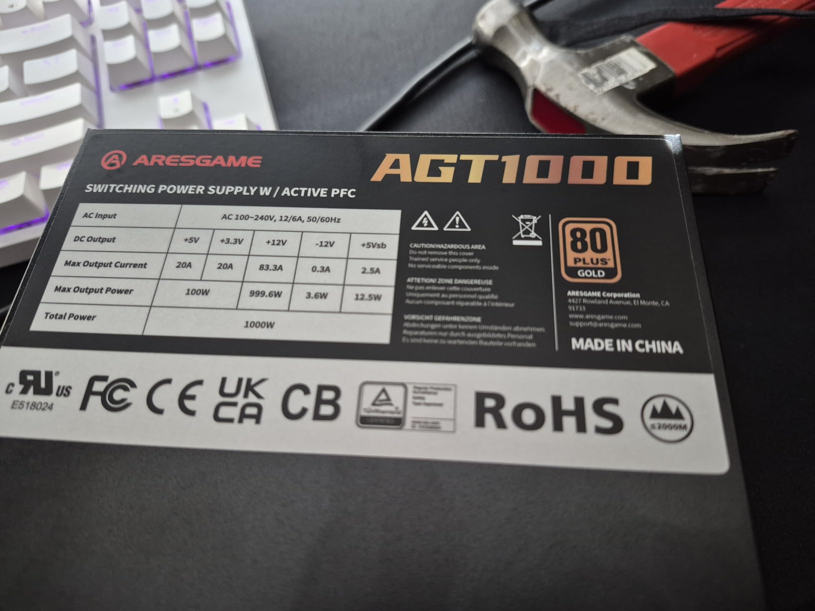 ARESGAME AGT Series 1000W Power Supply, 80+ Gold Certified, Fully Modular, FDB Fan, Compact 140mm Size, 10 Year Warranty, ATX Gaming Power Supply Customer Review ARESGAME AGT Series 1000W Power Supply, 80+ Gold Certified, Fully Modular, FDB Fan, Compact 140mm Size, 10 Year Warranty, ATX Gaming Power Supply - Customer Photo 1