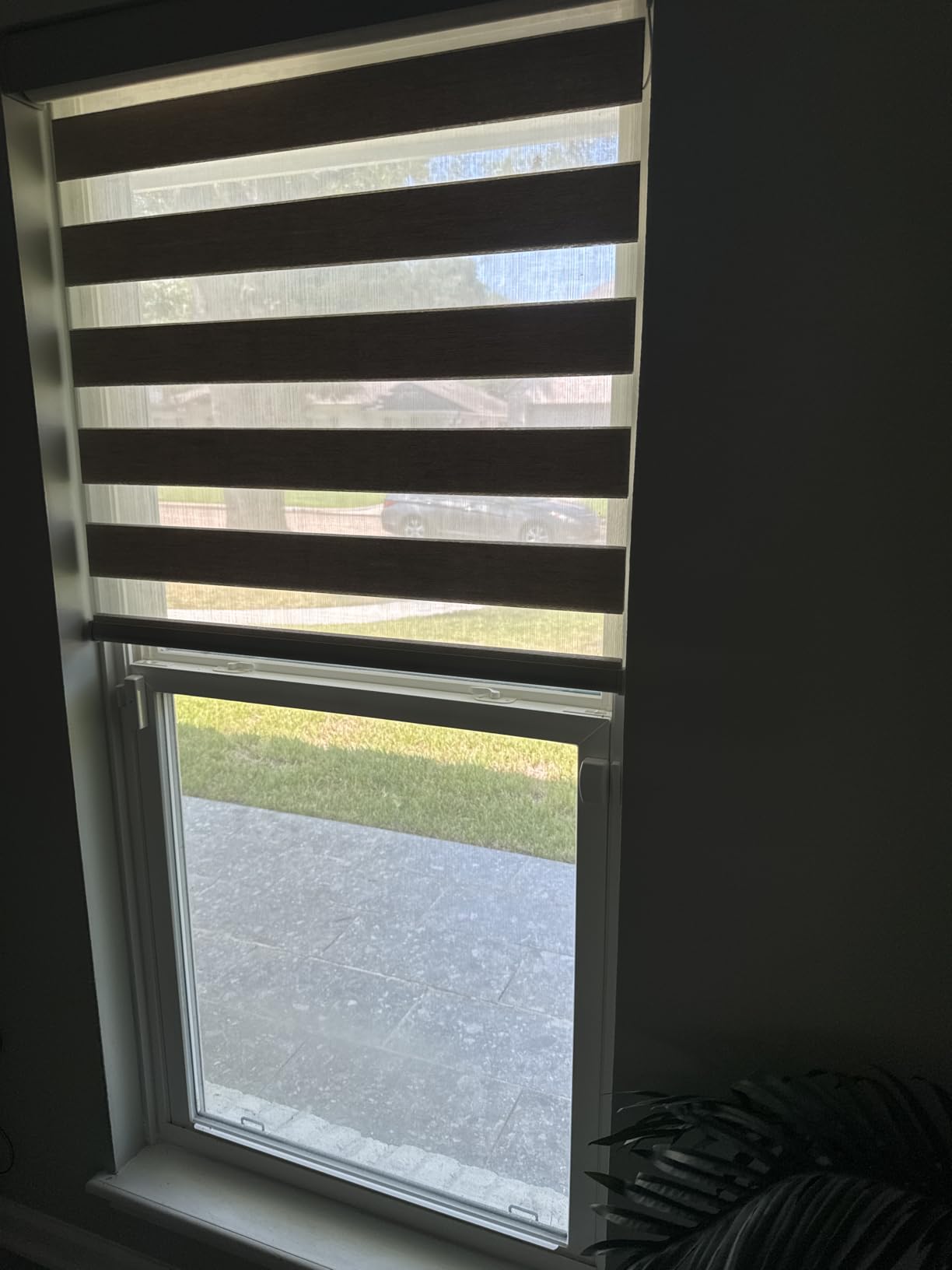 Yoolax Motorized Zebra Blinds Compatible with Alexa, Smart Dual Layer Shades with Privacy Light Control, Electric Horizontal Window Blind Customized Size for Home Office (White Matte) - Customer Photo 4
