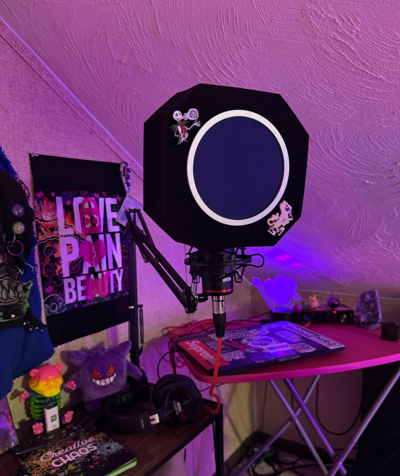 Professional Microphone Isolation Shield with Pop Filter,Reflection Filter for Recording Studios, Sound-absorbing Foam for Noise and Reflection Reduction for Recording,Singing,Podcasts,live stream customer photo 2