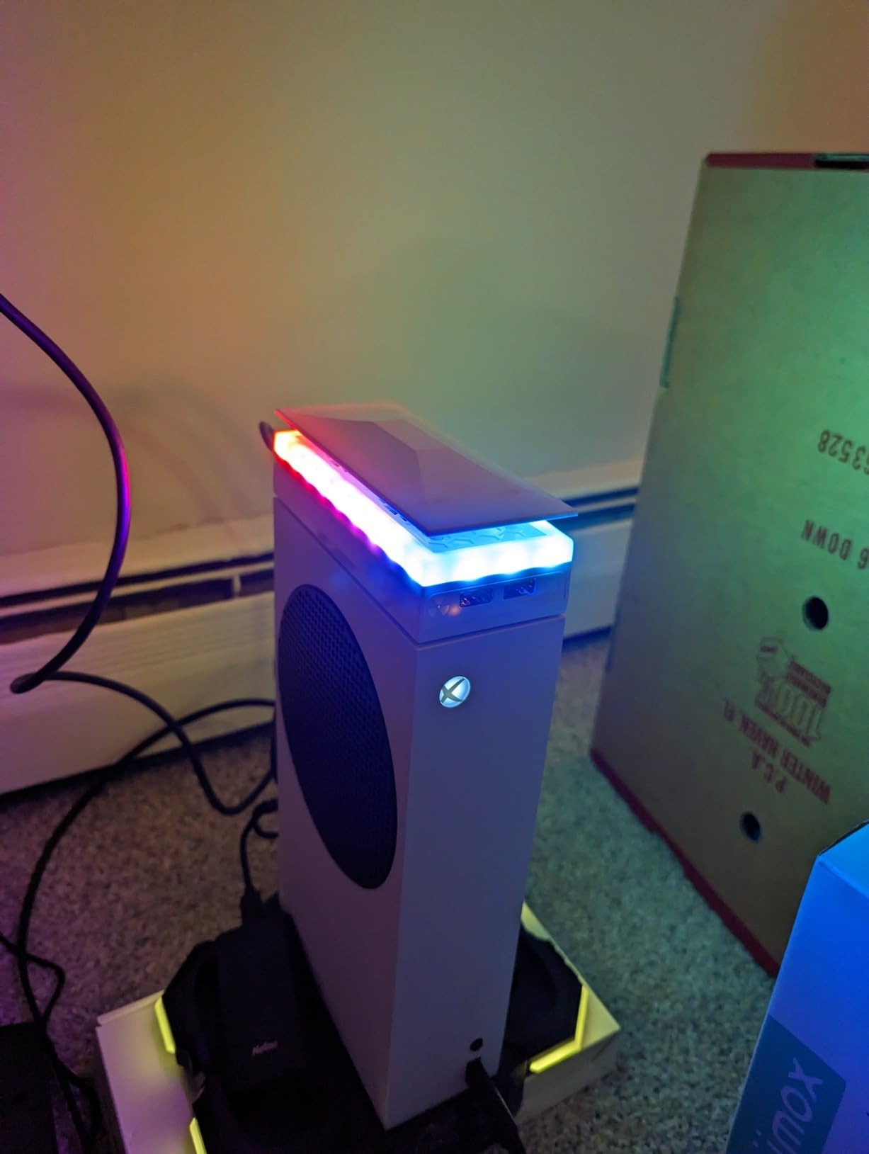 Mcbazel RGB Cooling Fan for Xbox Series S, Cooling System with 3 Speed Level Adjustable, 7 Modes RGB Light Strip, Dust Filter, Low Noise and 2 USB Port, Cooler Fan for Xbox Series S Console Only Customer Review Mcbazel RGB Cooling Fan for Xbox Series S, Cooling System with 3 Speed Level Adjustable, 7 Modes RGB Light Strip, Dust Filter, Low Noise and 2 USB Port, Cooler Fan for Xbox Series S Console Only - Customer Photo 2