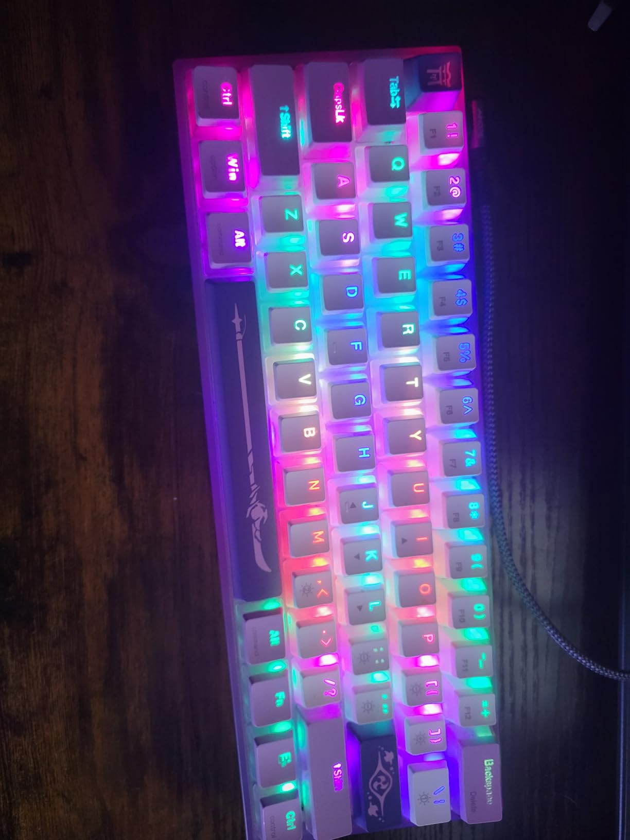 Womier 60% Percent Keyboard,WK61 V2 Mechanical RGB Wired Gaming Keyboard,Hot-Swappable Creamy Key Board with PBT Keycaps,Linear Red Switch for Windows/MAC (Blue) - Customer Photo 1