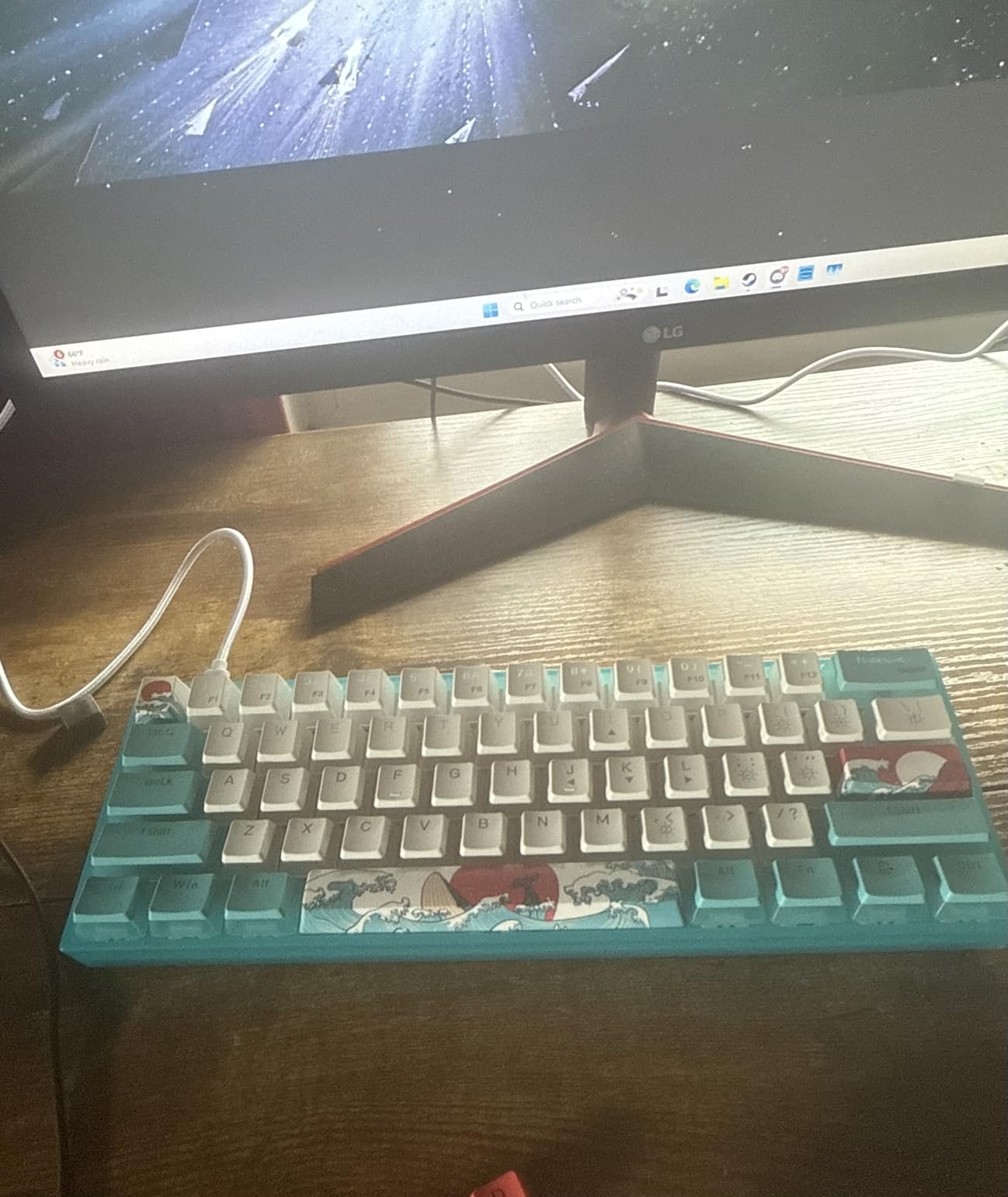 Womier 60% Percent Keyboard,WK61 V2 Mechanical RGB Wired Gaming Keyboard,Hot-Swappable Creamy Key Board with PBT Keycaps,Linear Red Switch for Windows/MAC (Blue) - Customer Photo 2