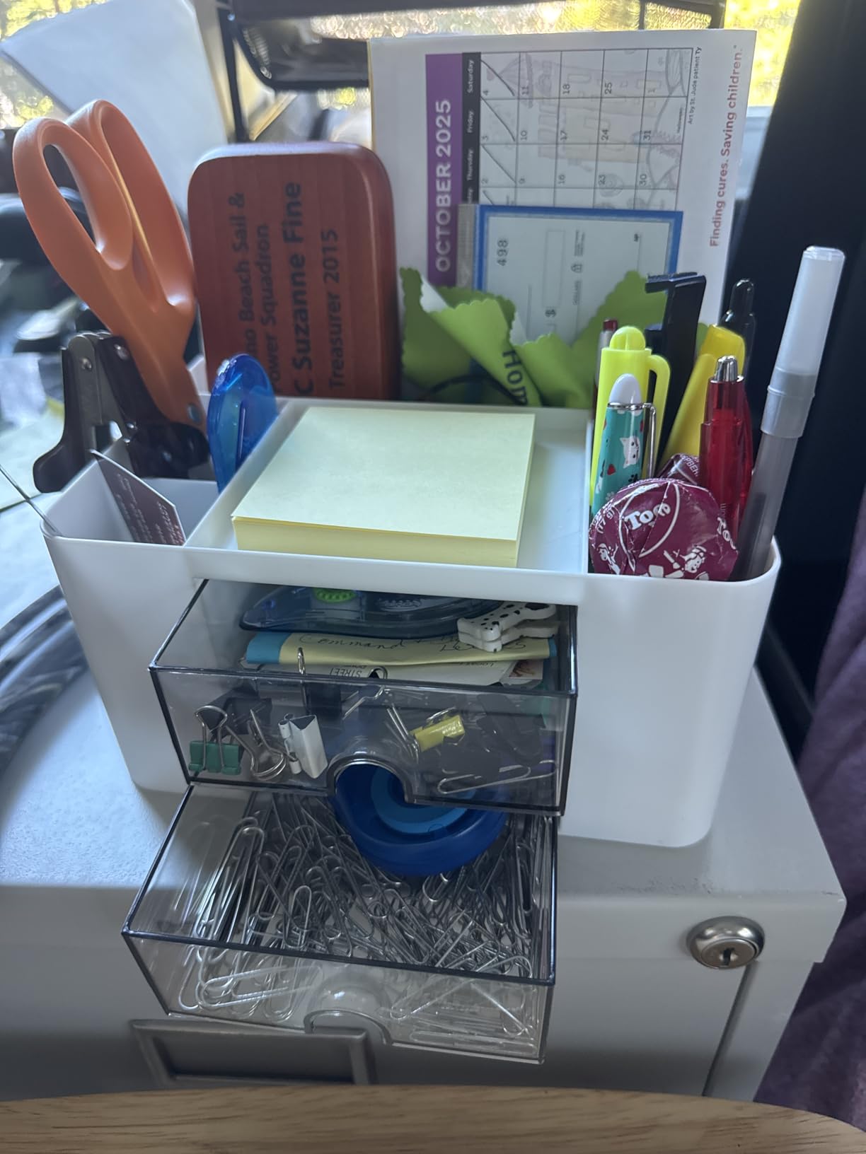 Marbrasse Pen Organizer with 2 Drawer, Multi-Functional Pencil Holder for Desk, Desk Organizers and Accessories with 5 Compartments + Drawer for Office Art Supplies (White) - Customer Photo 1