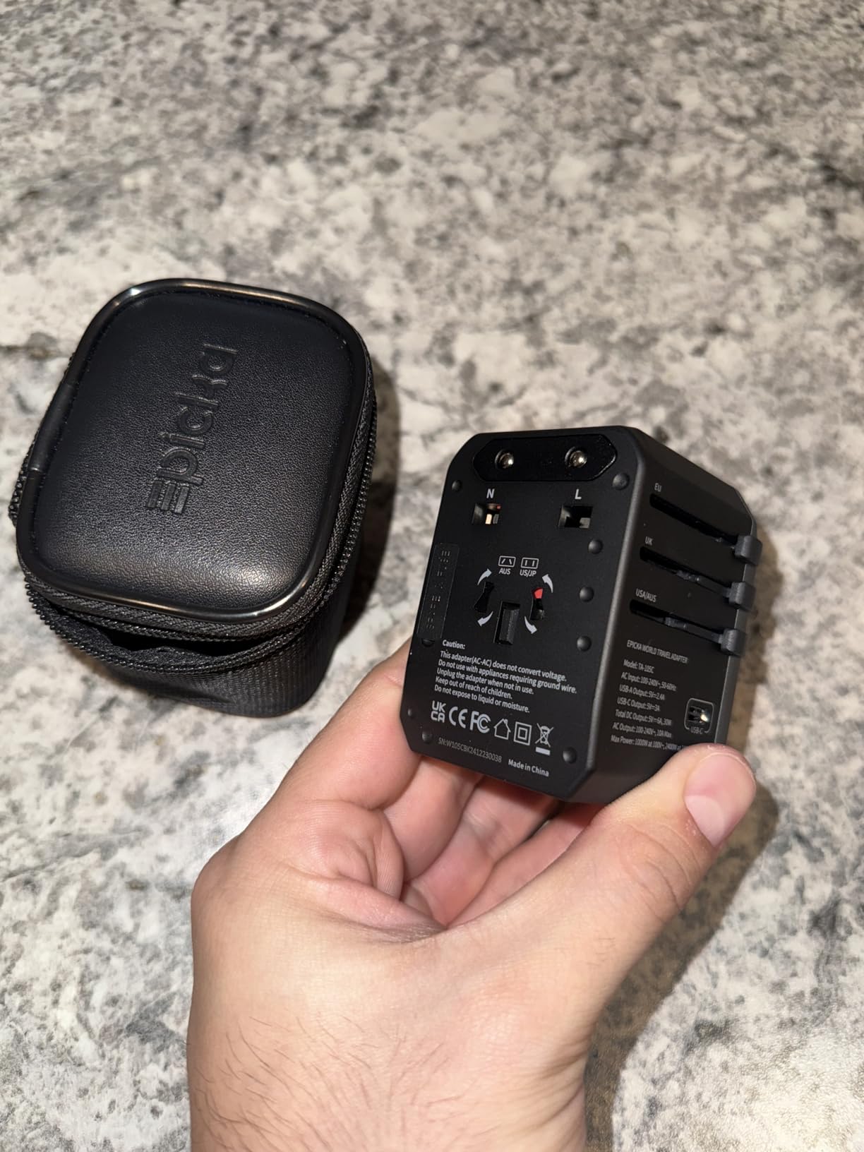 EPICKA Universal Travel Adapter, International Power Adapter with 2 USB-A & 3 USB-C Ports Wall Charger - Worldwide Travel Essentials, European Travel Plug Adapter for UK/US/AU (TA-105C, Black) Customer Review EPICKA Universal Travel Adapter, International Power Adapter with 2 USB-A & 3 USB-C Ports Wall Charger - Worldwide Travel Essentials, European Travel Plug Adapter for UK/US/AU (TA-105C, Black) - Customer Photo 3