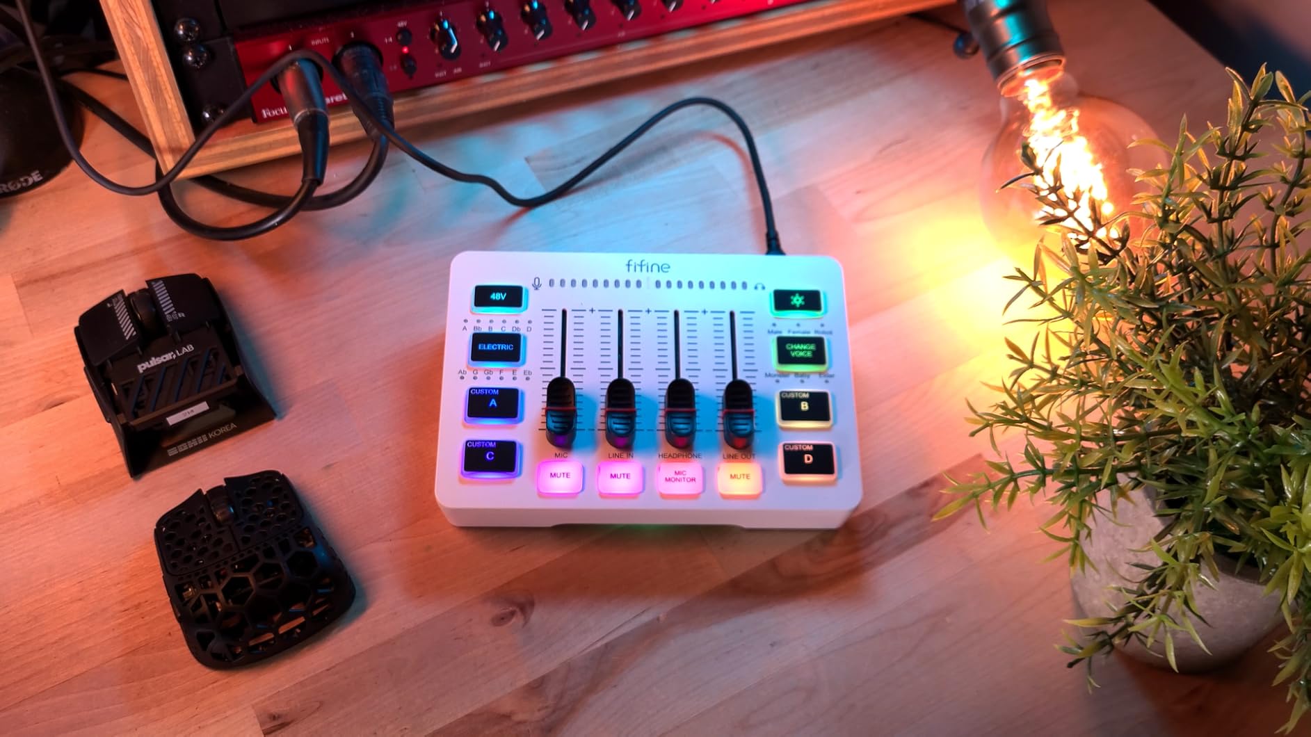 FIFINE Gaming Audio Mixer, Streaming RGB PC Mixer with XLR Microphone Interface, Individual Control, Volume Fader, Mute Button, 48V Phantom Power, for Podcast/Recording/Vocal/Game Voice-AmpliGame SC3 Customer Review FIFINE Gaming Audio Mixer, Streaming RGB PC Mixer with XLR Microphone Interface, Individual Control, Volume Fader, Mute Button, 48V Phantom Power, for Podcast/Recording/Vocal/Game Voice-AmpliGame SC3 - Customer Photo 1