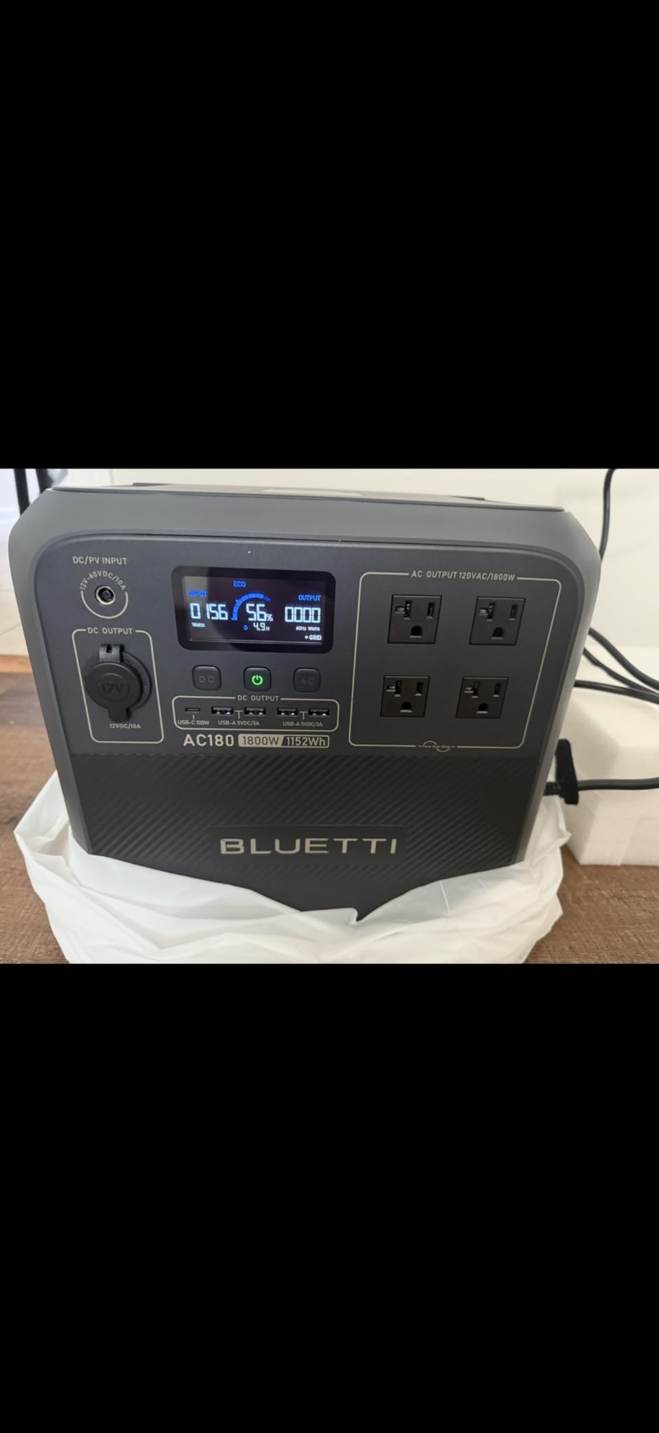 BLUETTI Portable Power Station AC180, 1152Wh LiFePO4 Battery Backup w/ 2 1800W (2700W peak) AC Outlets, 0-80% in 45Min, Solar Generator for Camping, Off-grid, Power Outage - Customer Photo 3