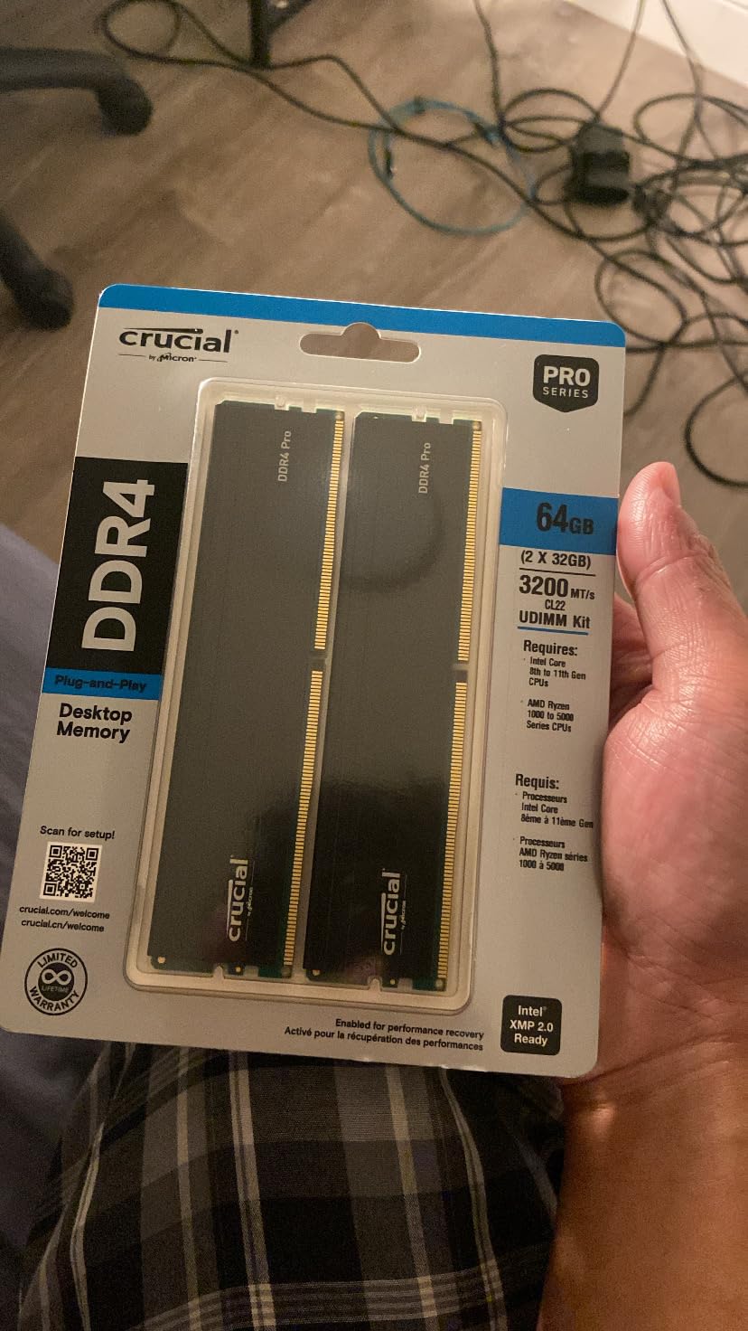 Crucial Pro 32GB DDR4 RAM Kit (2x16GB), High-Performance 3200MHz (or 3000MHz or 2666MHz) Desktop Memory UDIMM 288-Pin, Compatible with Intel and AMD Ryzen - CP2K16G4DFRA32A - Customer Photo 1