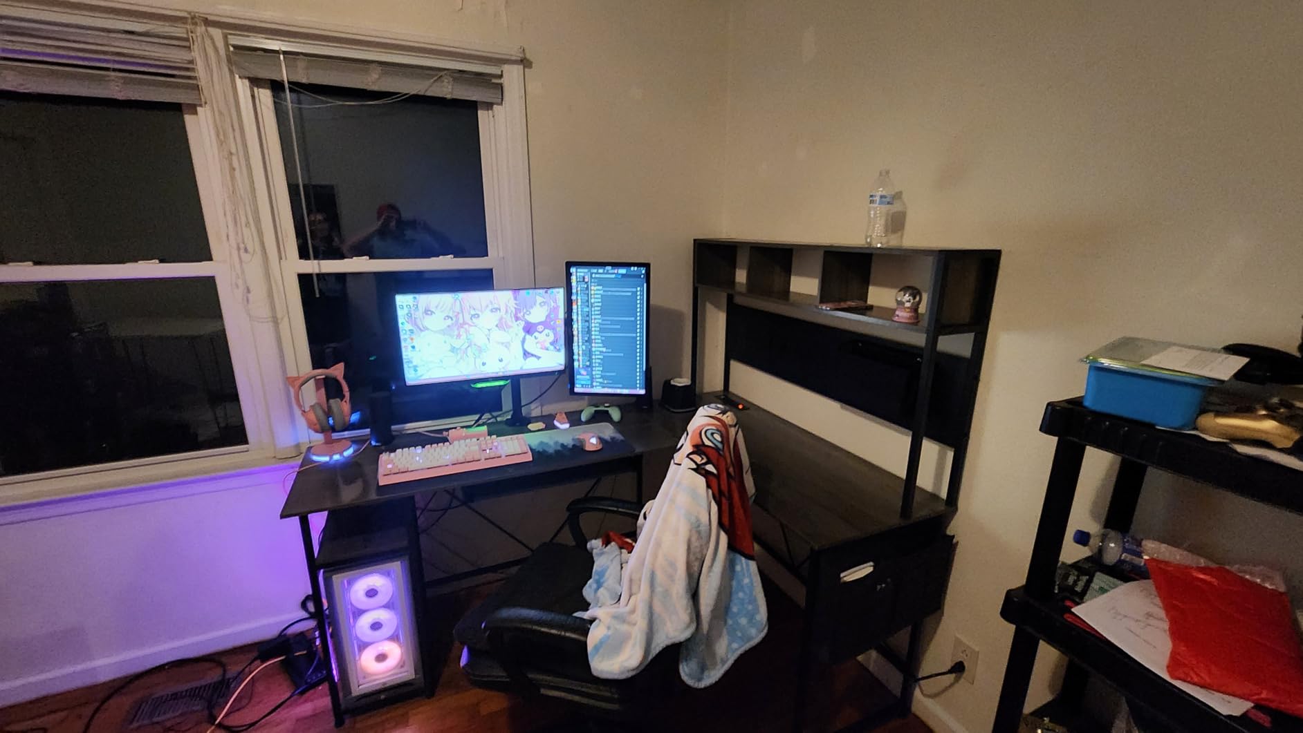SEDETA L Shaped Gaming Desk, Reversible Computer Desk with Power Outlet and Pegboard, Gaming Desk with Led Lights, Keyboard Tray and Storage Bag for Home Office, Black Customer Review SEDETA L Shaped Gaming Desk, Reversible Computer Desk with Power Outlet and Pegboard, Gaming Desk with Led Lights, Keyboard Tray and Storage Bag for Home Office, Black - Customer Photo 1