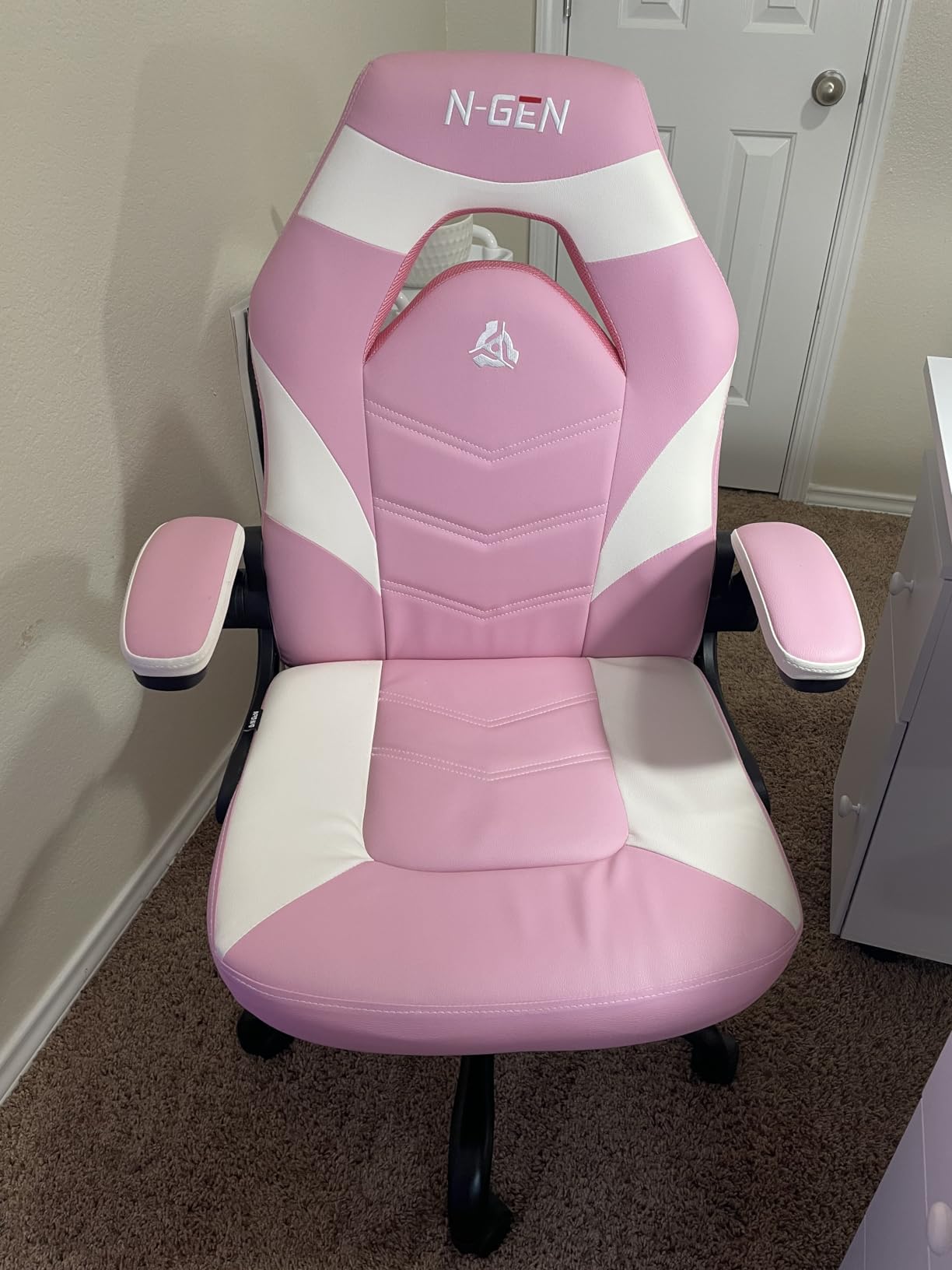 N-GEN Video Gaming Chair Ergonomic Computer Desk Office Chair with Lumbar Support Adjustable Height Swivel Wheels Flip-Up Arms PU Leather Home and Office (Black) Customer Review N-GEN Video Gaming Chair Ergonomic Computer Desk Office Chair with Lumbar Support Adjustable Height Swivel Wheels Flip-Up Arms PU Leather Home and Office (Black) - Customer Photo 1